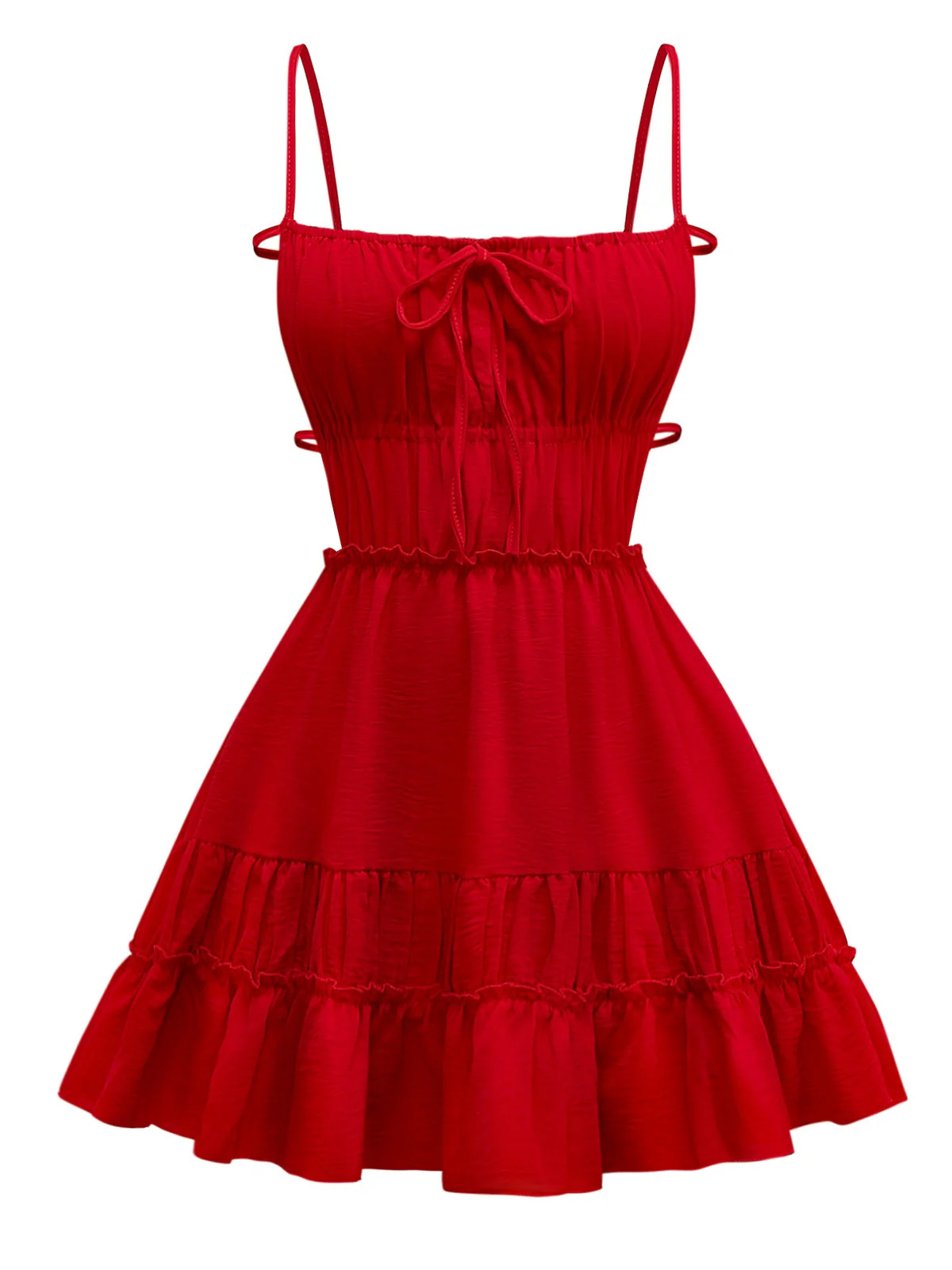 1950s Spaghetti Strap Lace-Up Backless Skater Dress - Image 3
