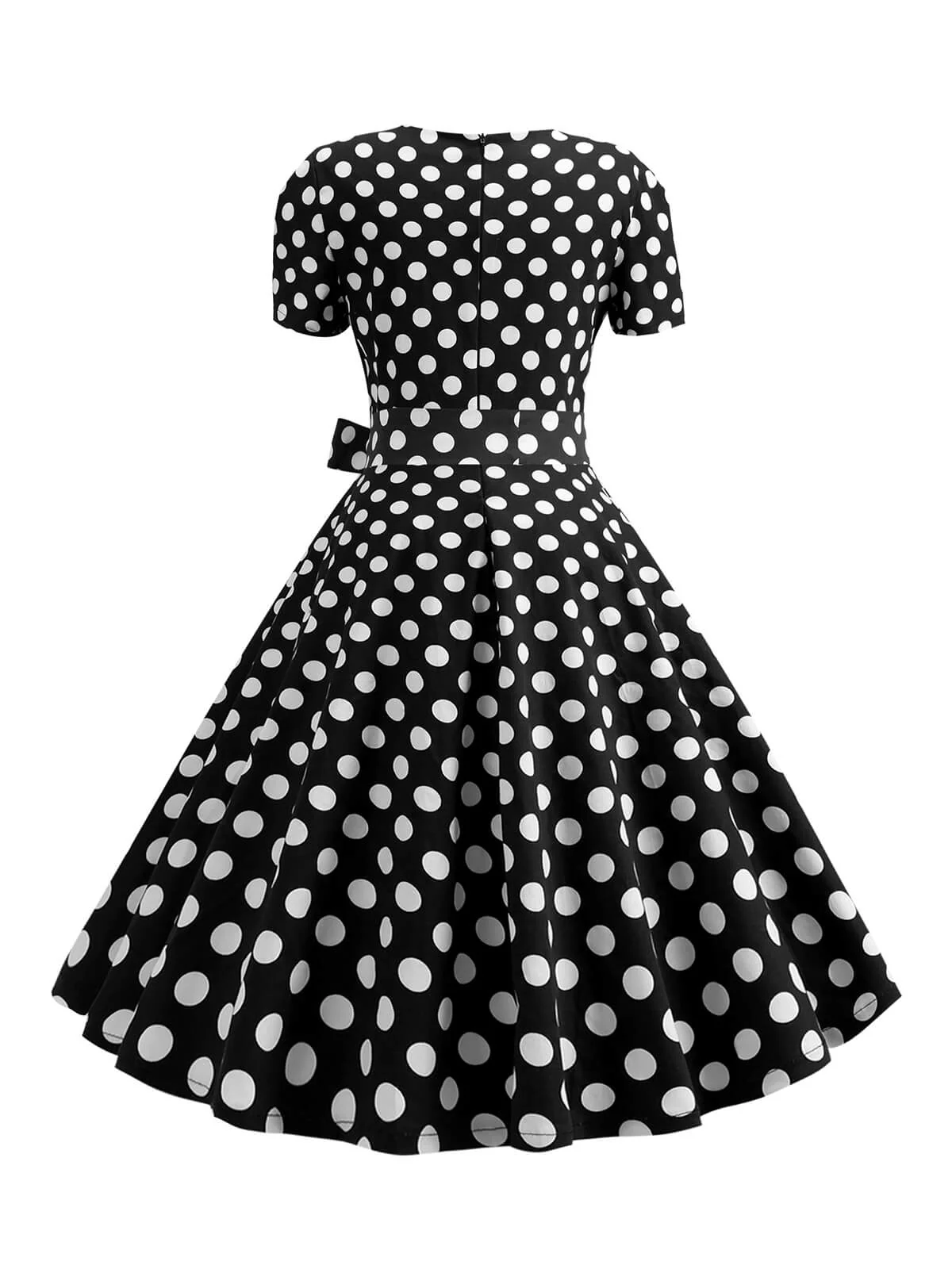 1950s Square Neck Short Sleeves Dress - Image 11