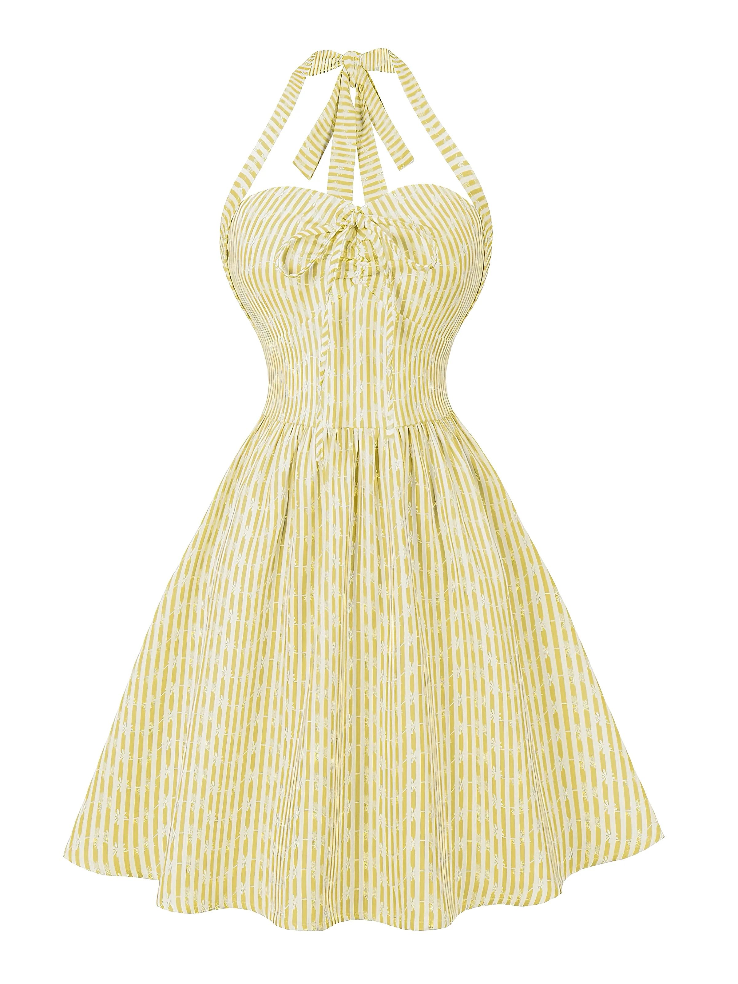 1950s Striped Halter Tie Neck Swing Mini Dress - Image 2