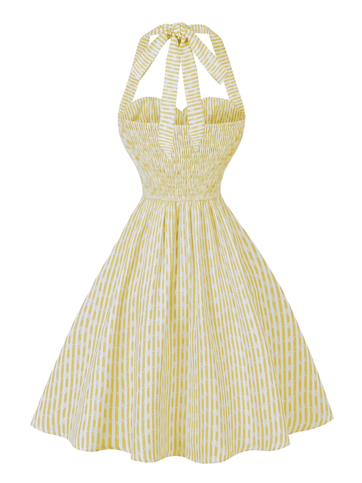 1950s Striped Halter Tie Neck Swing Mini Dress - Image 3