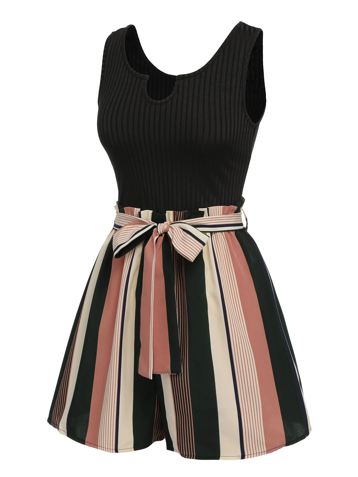 1950s Stripes Knitted Belted Romper - Image 2