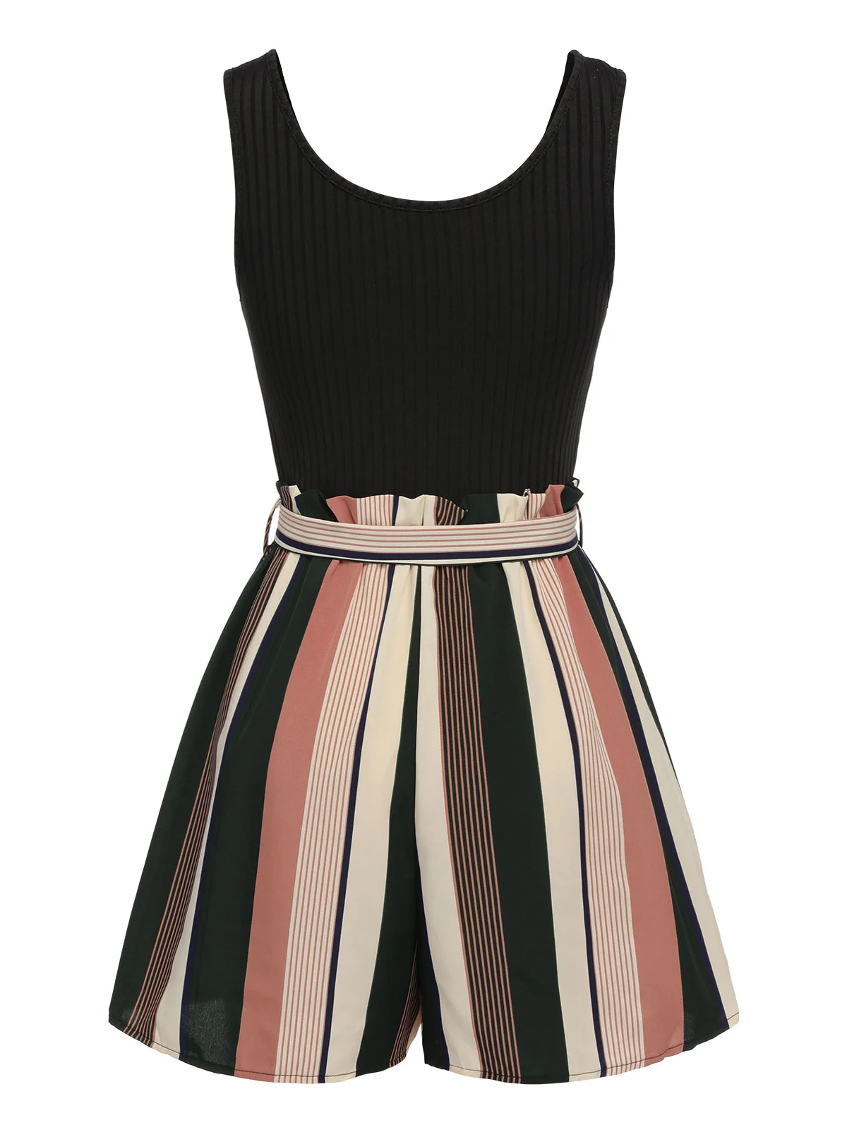 1950s Stripes Knitted Belted Romper - Image 3