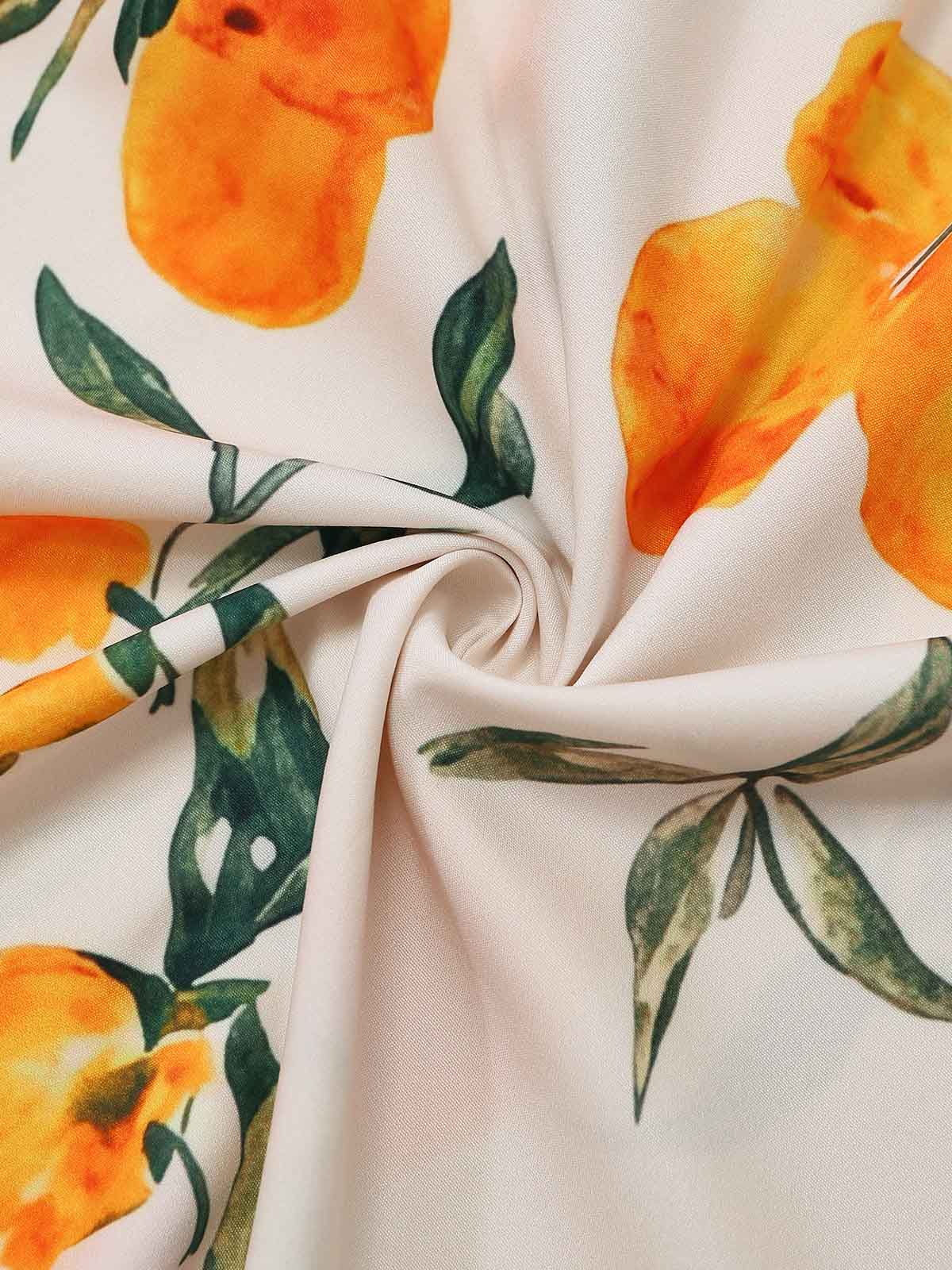 1950s Suspender Orange Citrus A-line Dress - Image 7