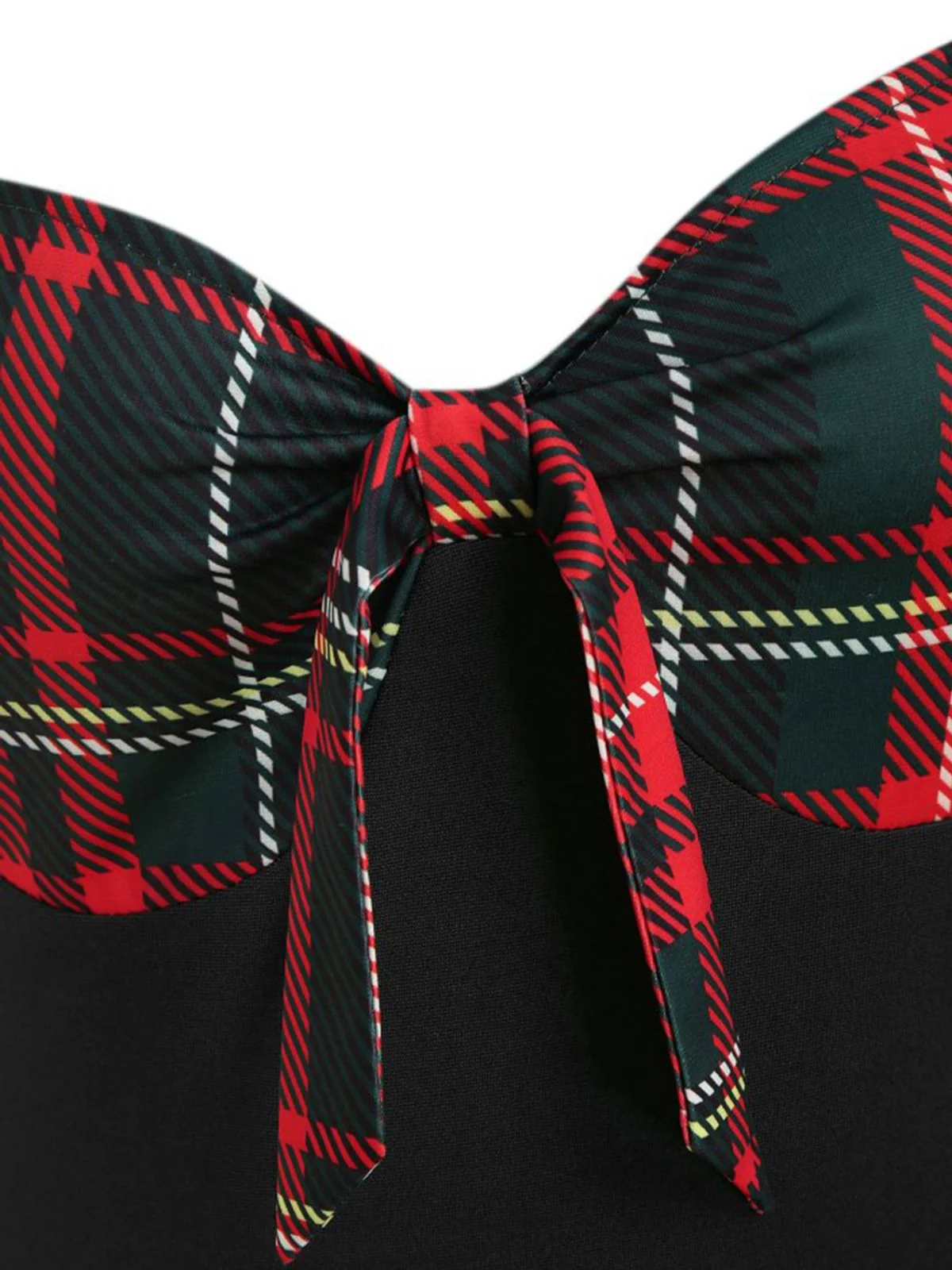 1950s Sweetheart Plaid Patchwork Dress - Image 4