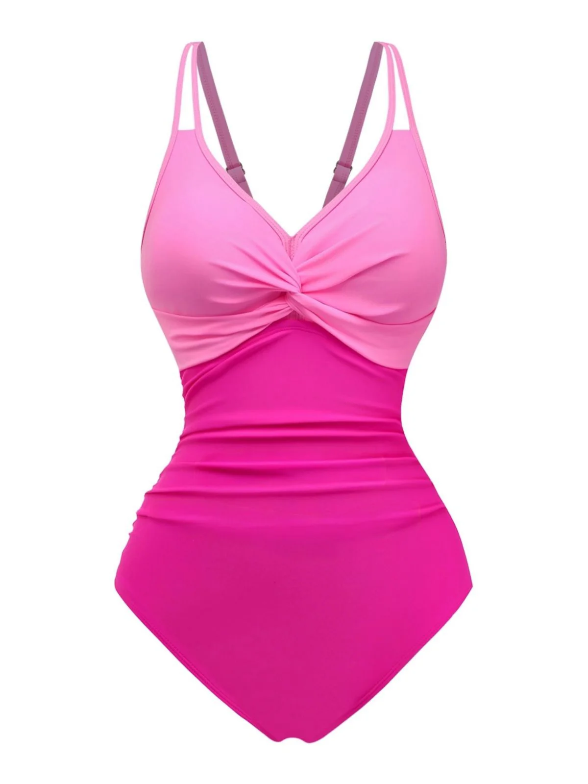 1950s V-Neck Color Patchwork One-Piece Swimsuit