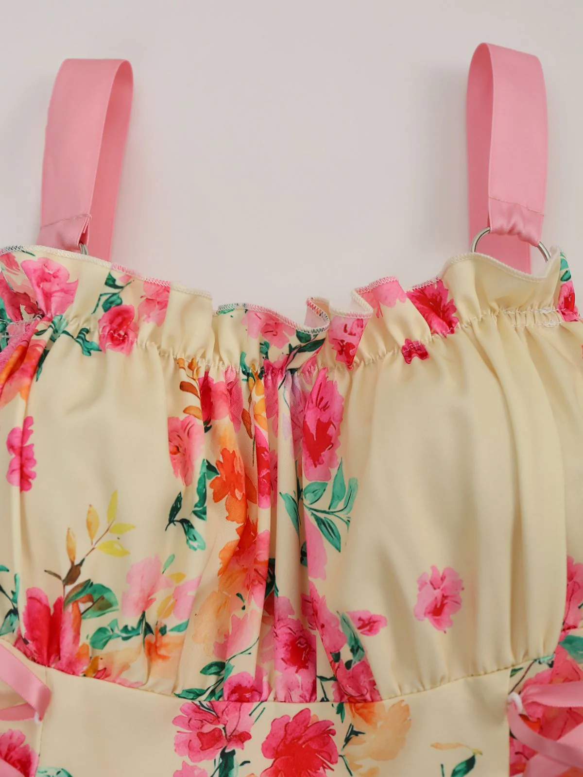 1950s Vintage Floral Lace-Up Swing Dress - Image 7