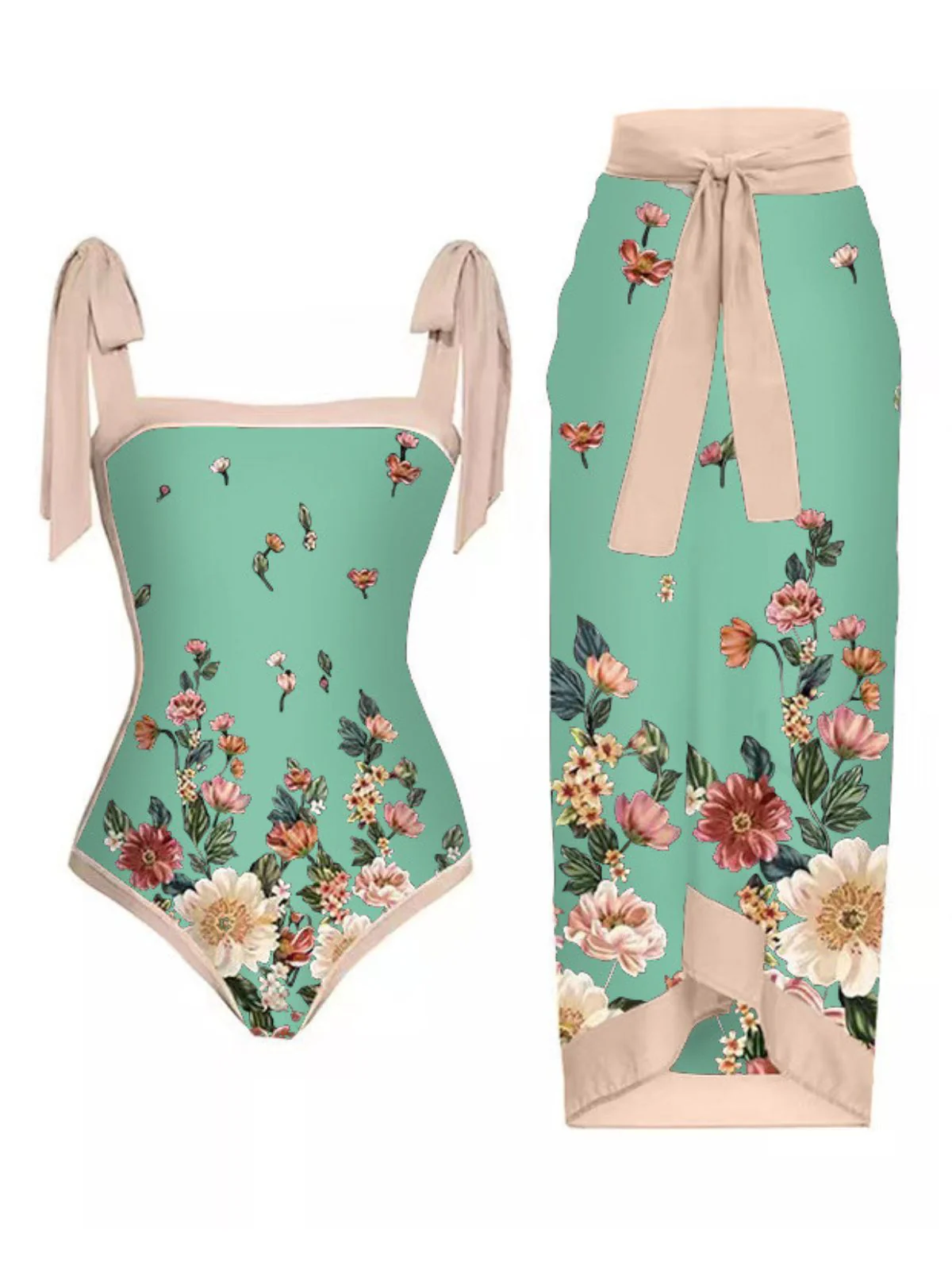 1950s Vintage Floral Swimsuit & Cover-Up - Image 3
