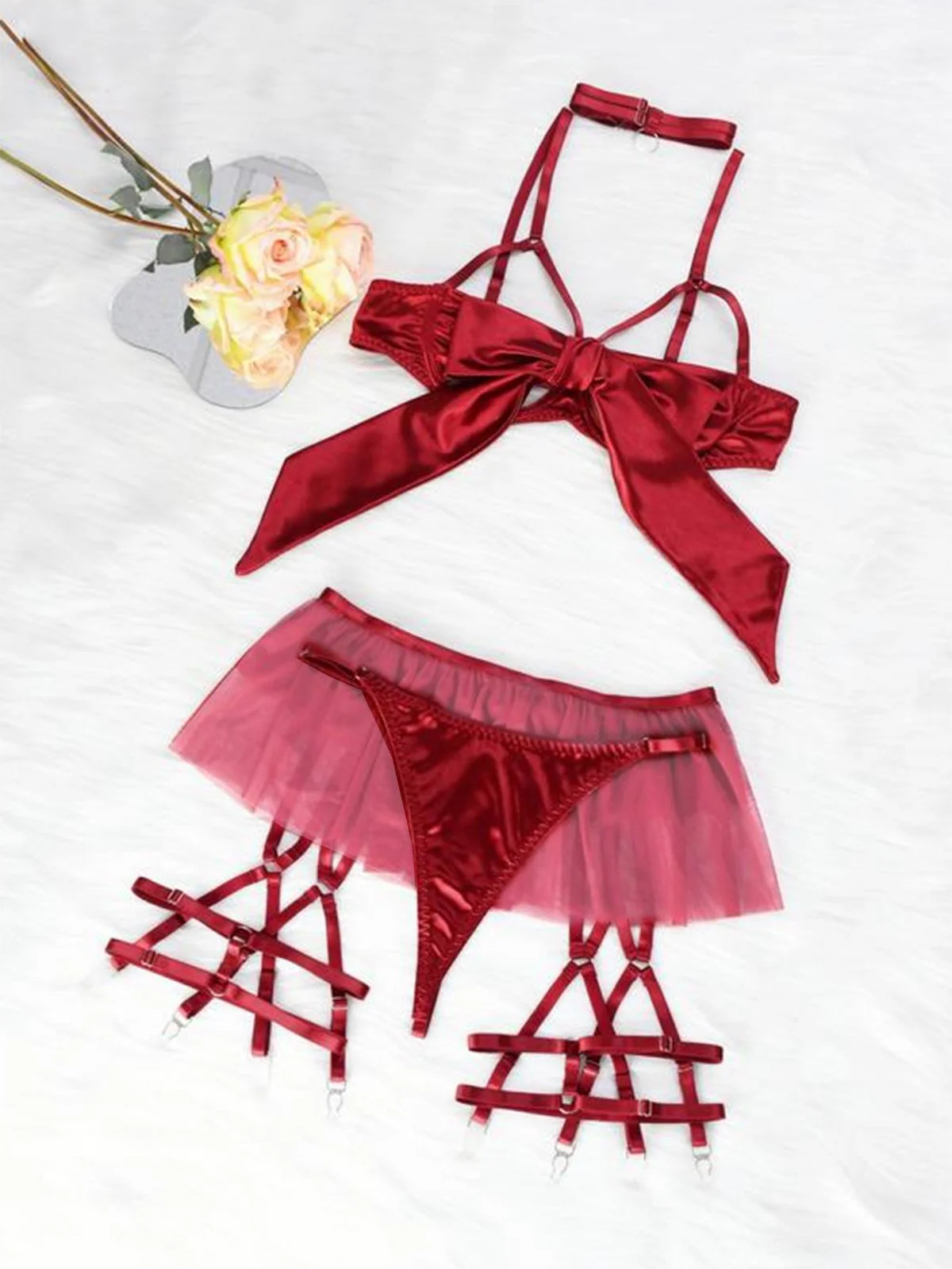 1960s Bow Mesh Patchwork Pajamas Set - Image 12