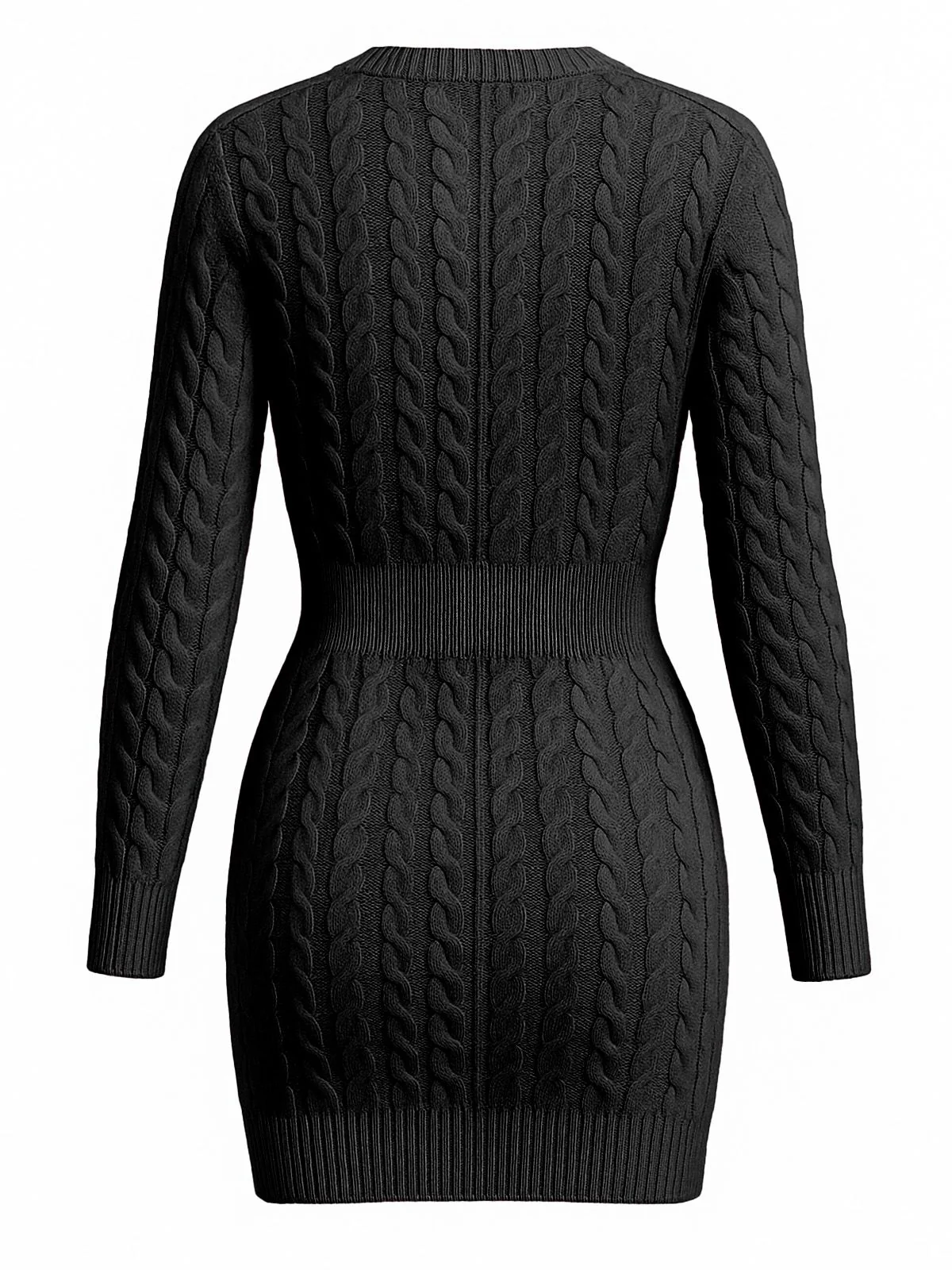 1960s Cable Knit Long Sleeves Dress - Image 2