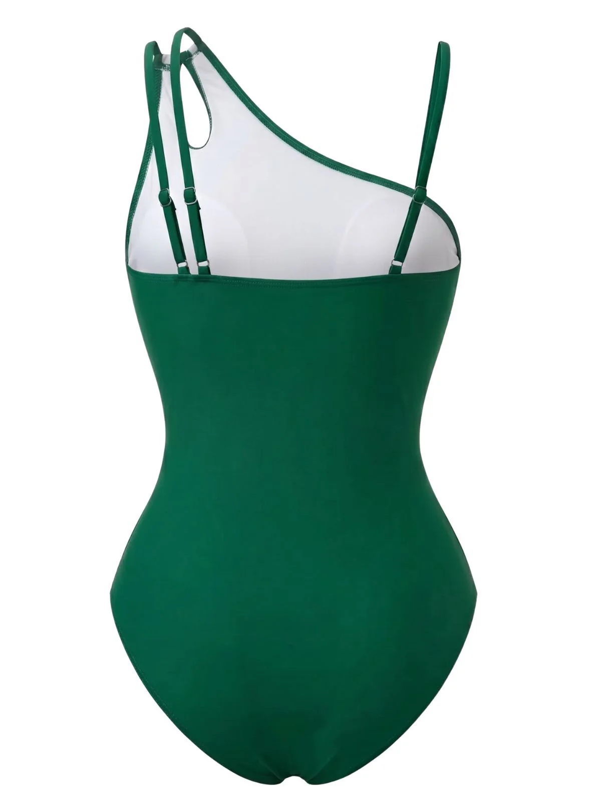 1960s Colorblock Solid One-Shoulder Swimsuit - Image 8