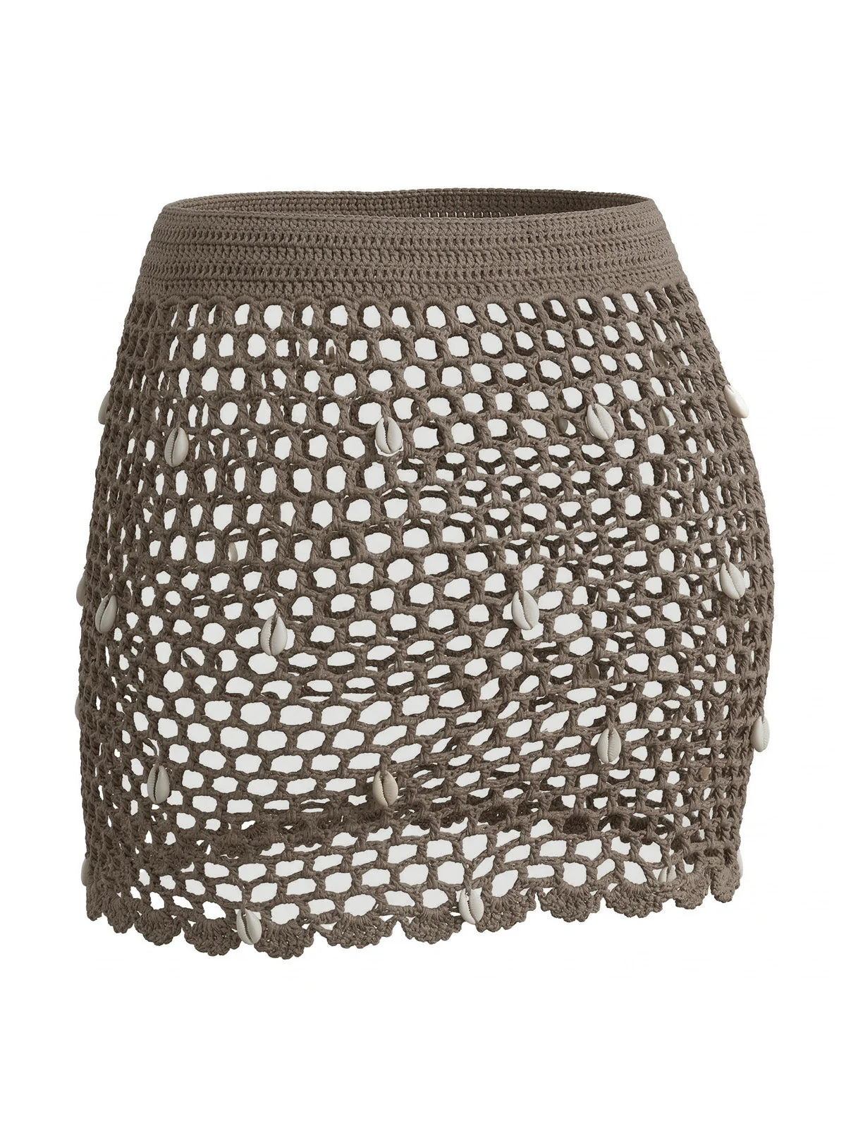 1960s Crochet Shell Ruched Cover-Up Skirt - Image 2