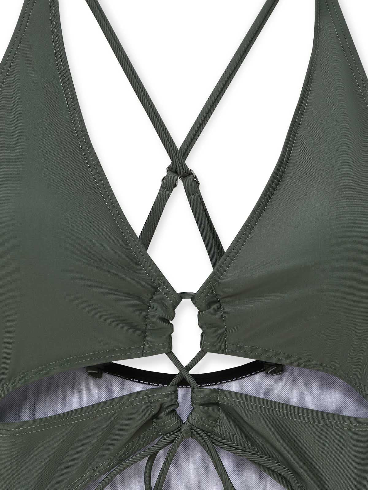 1960s Cutout Lace-Up Plunging One-Piece Swimsuit - Image 4