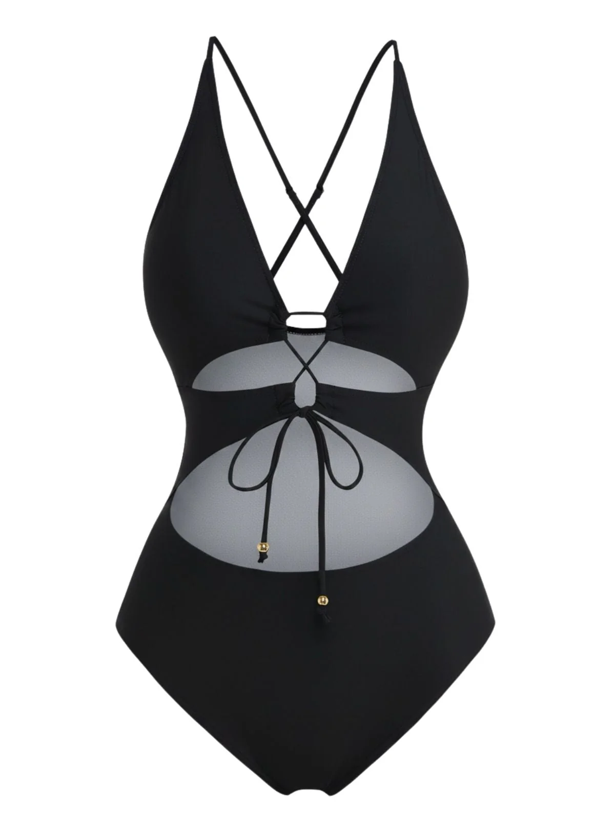 1960s Cutout Lace-Up Plunging One-Piece Swimsuit - Image 8