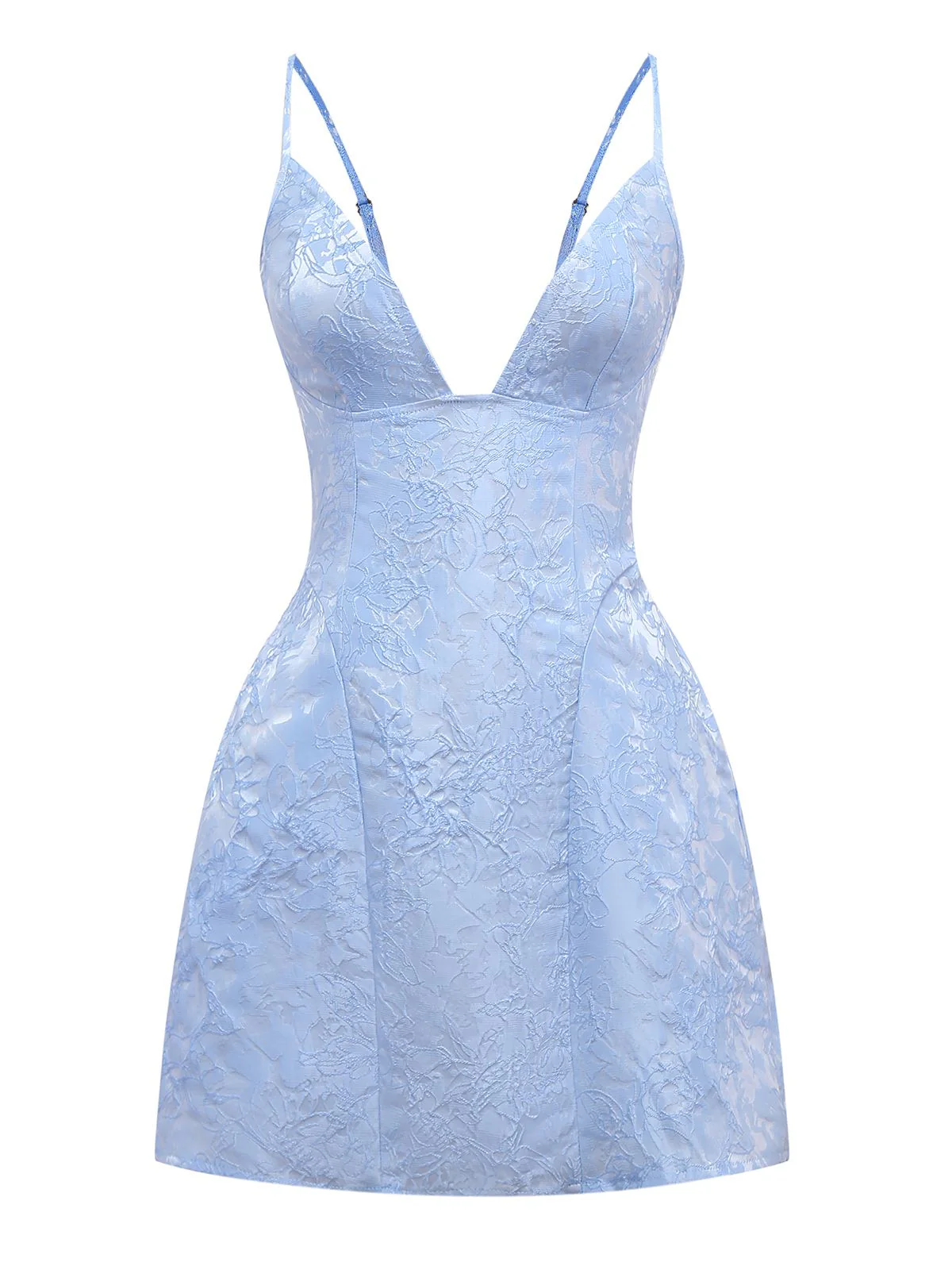 1960s Deep V Floral Lace Bow Strap Dress