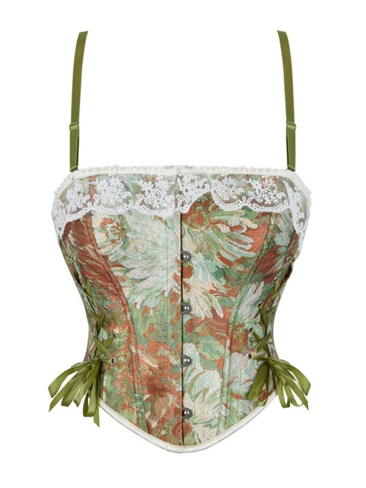 1960s Floral Lace Spaghetti Straps Corset Top