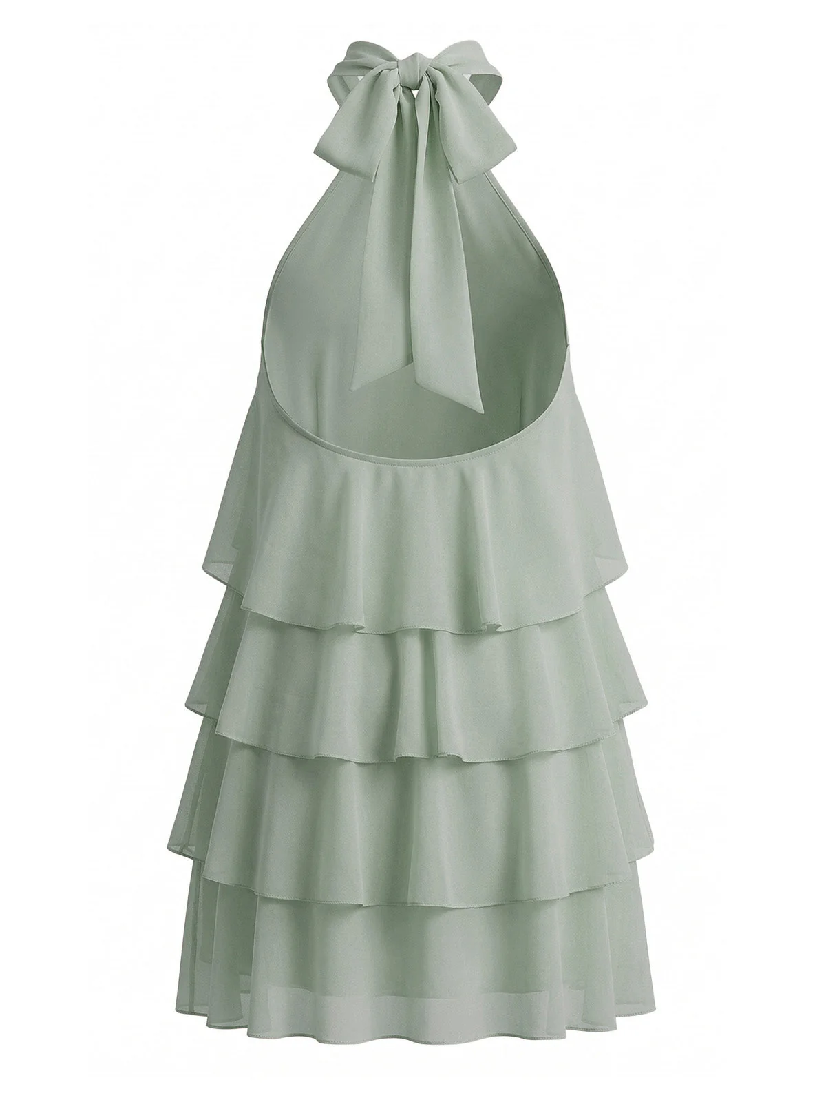 1960s Halter Backless Ruffle Tiered Swing Dress - Image 5