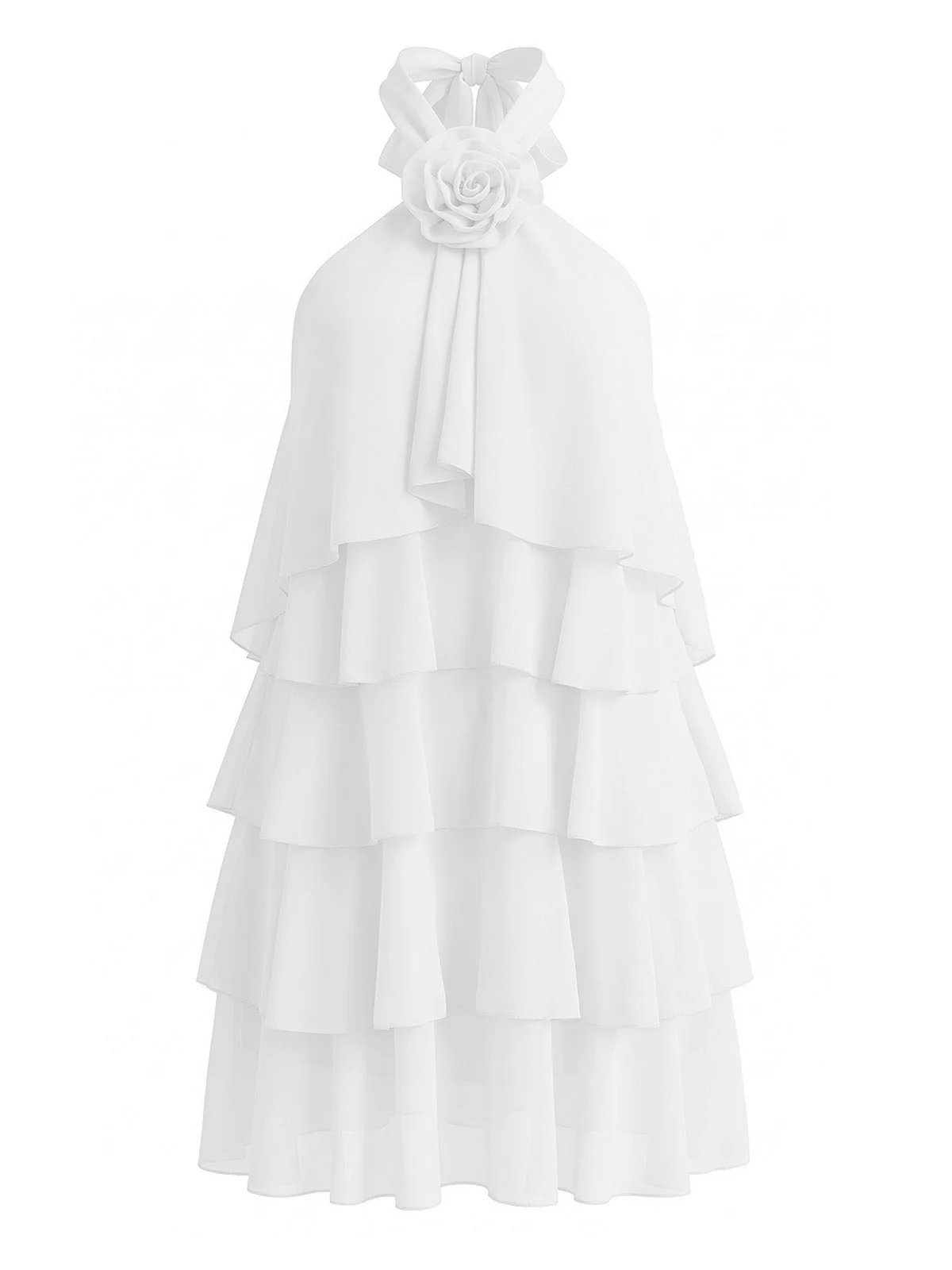 1960s Halter Backless Ruffle Tiered Swing Dress - Image 6
