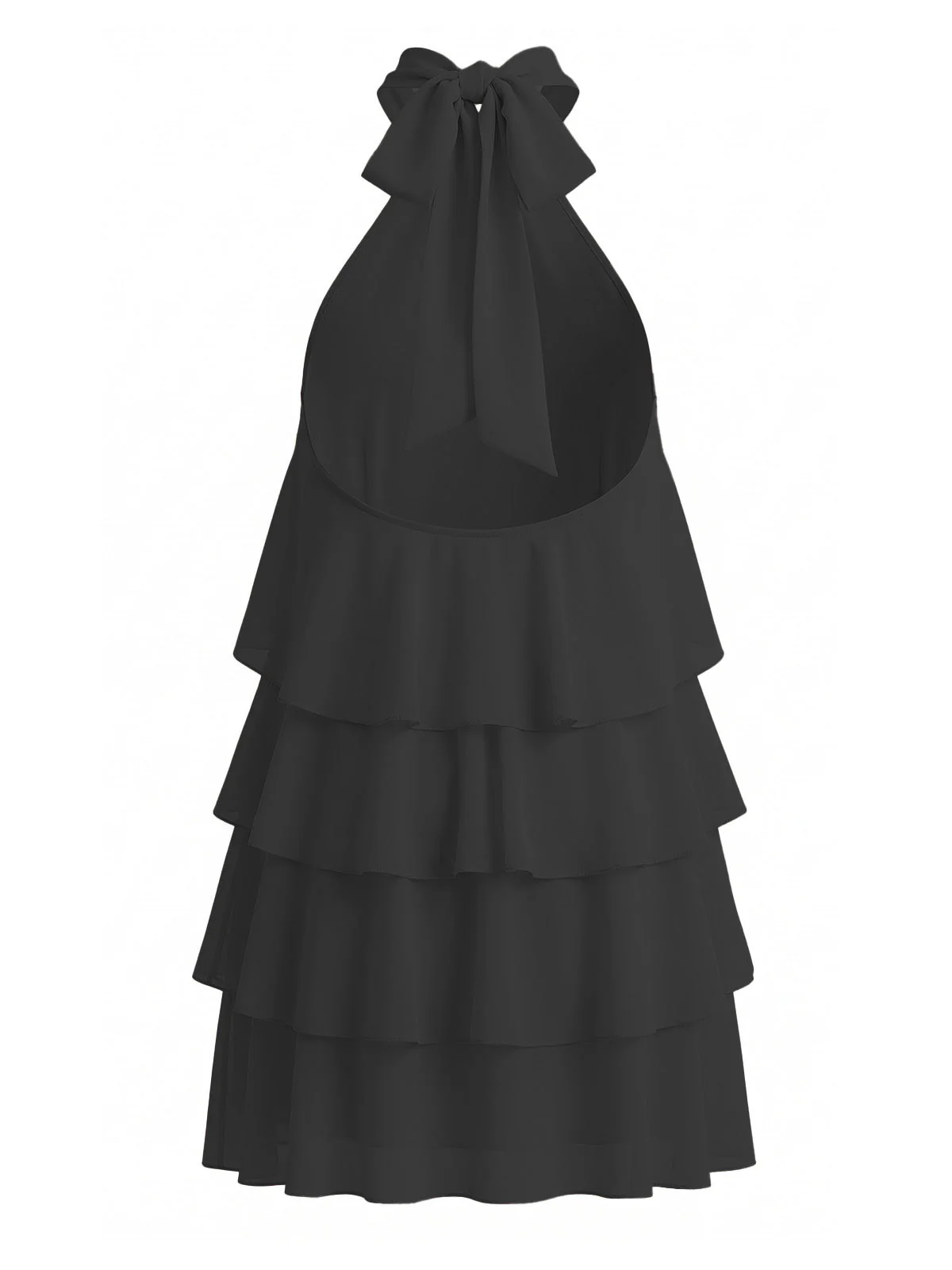 1960s Halter Backless Ruffle Tiered Swing Dress - Image 9