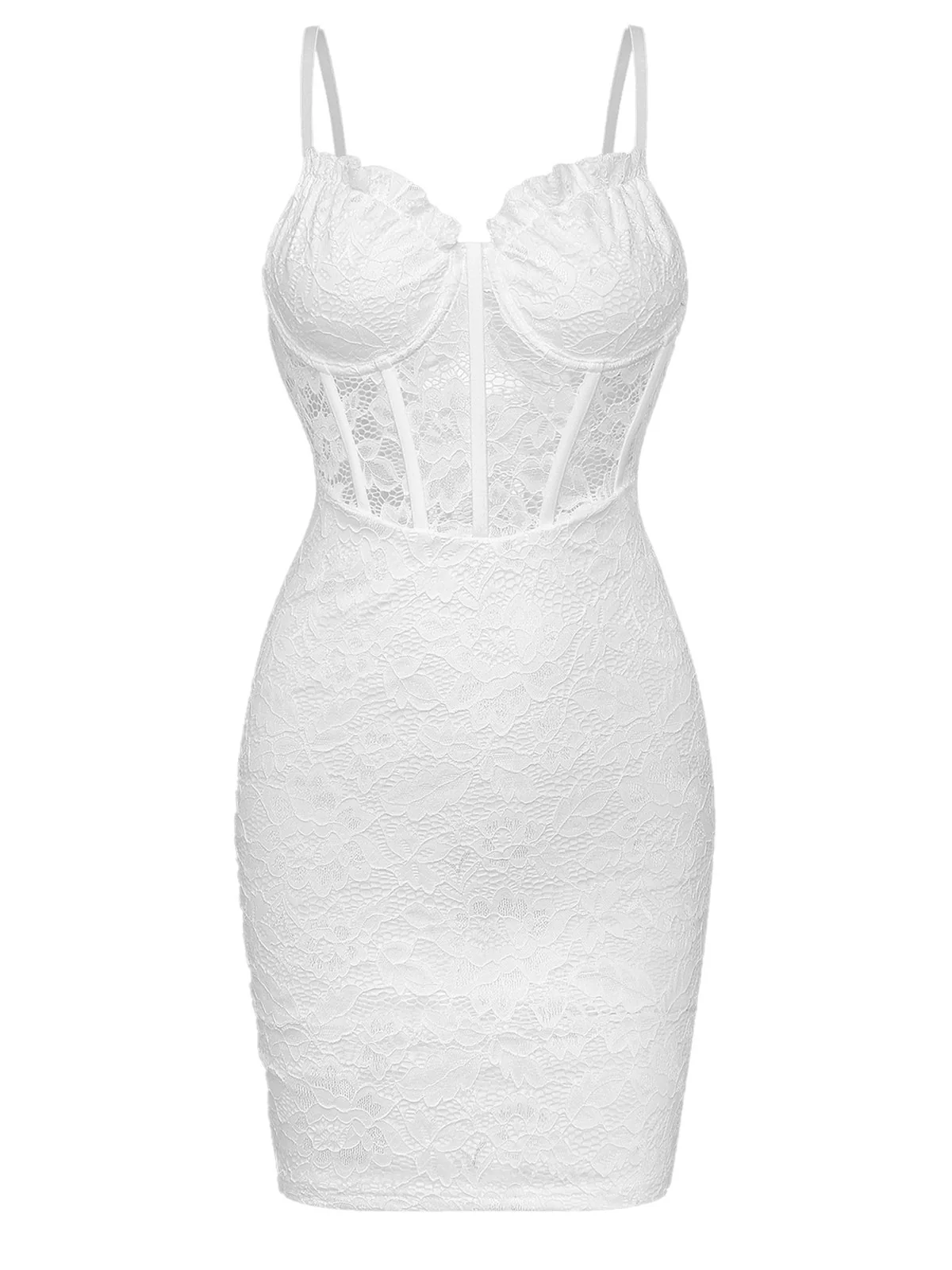 1960s Lace Suspender Corset Bodycon Dress