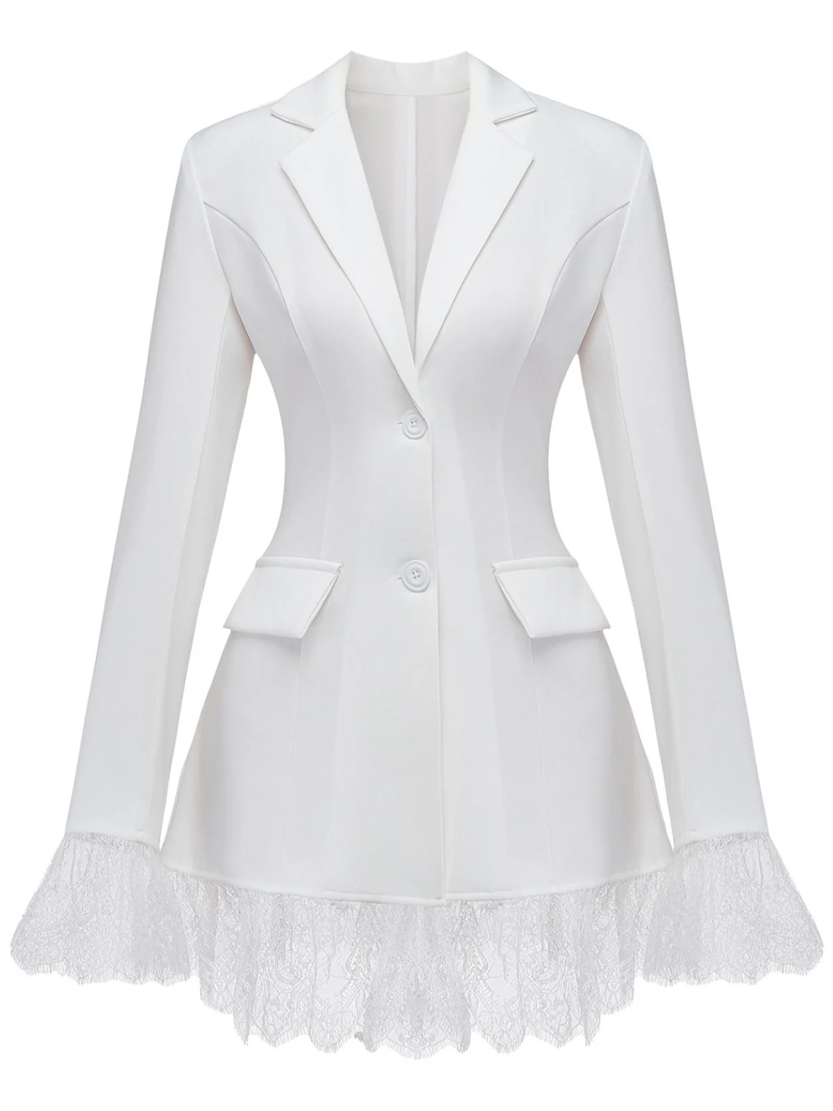 1960s Lace Trim Solid Tailored Blazer