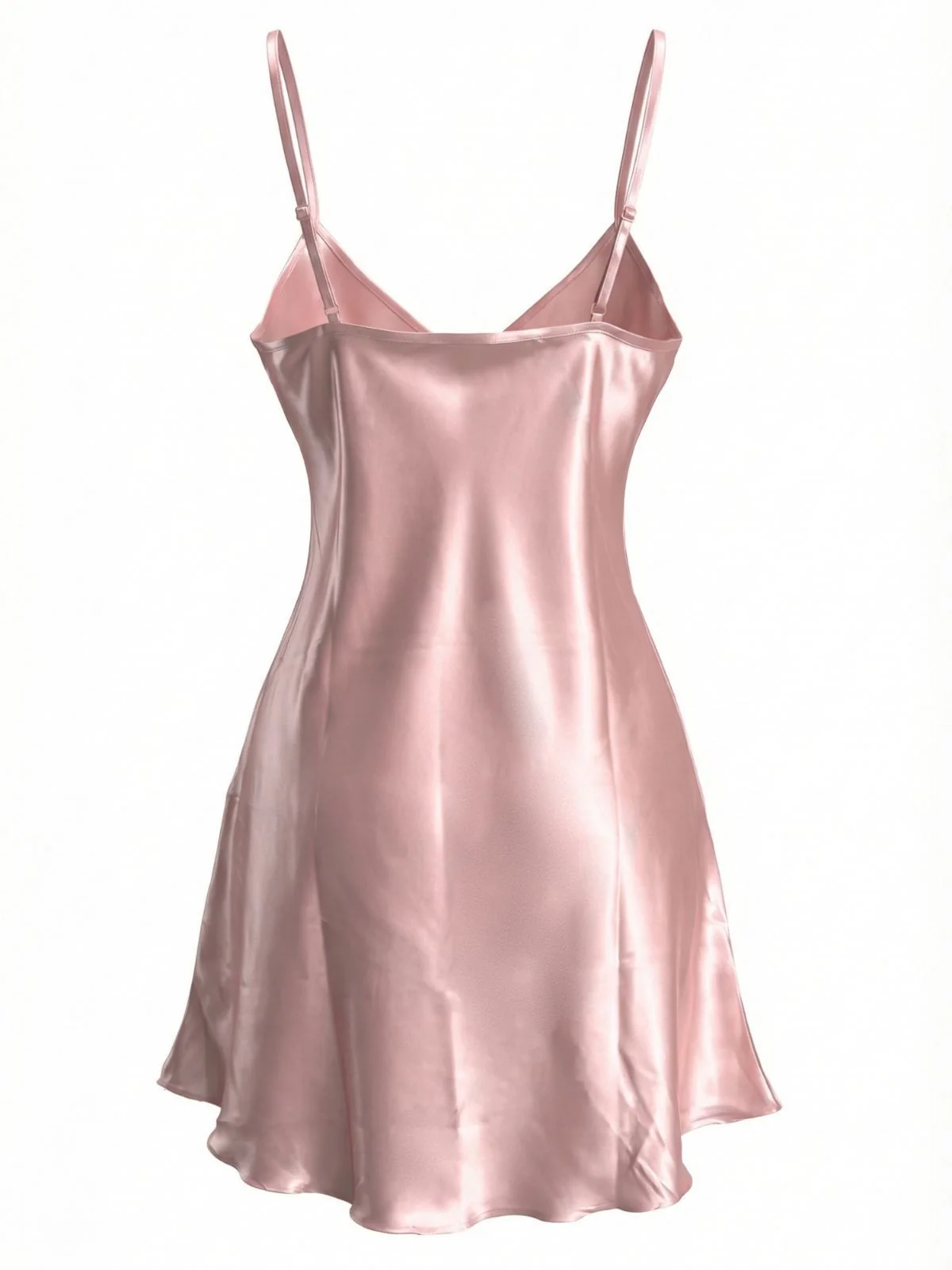 1960s Lace V-Neck Solid Spaghetti Strap Nightgown - Image 3