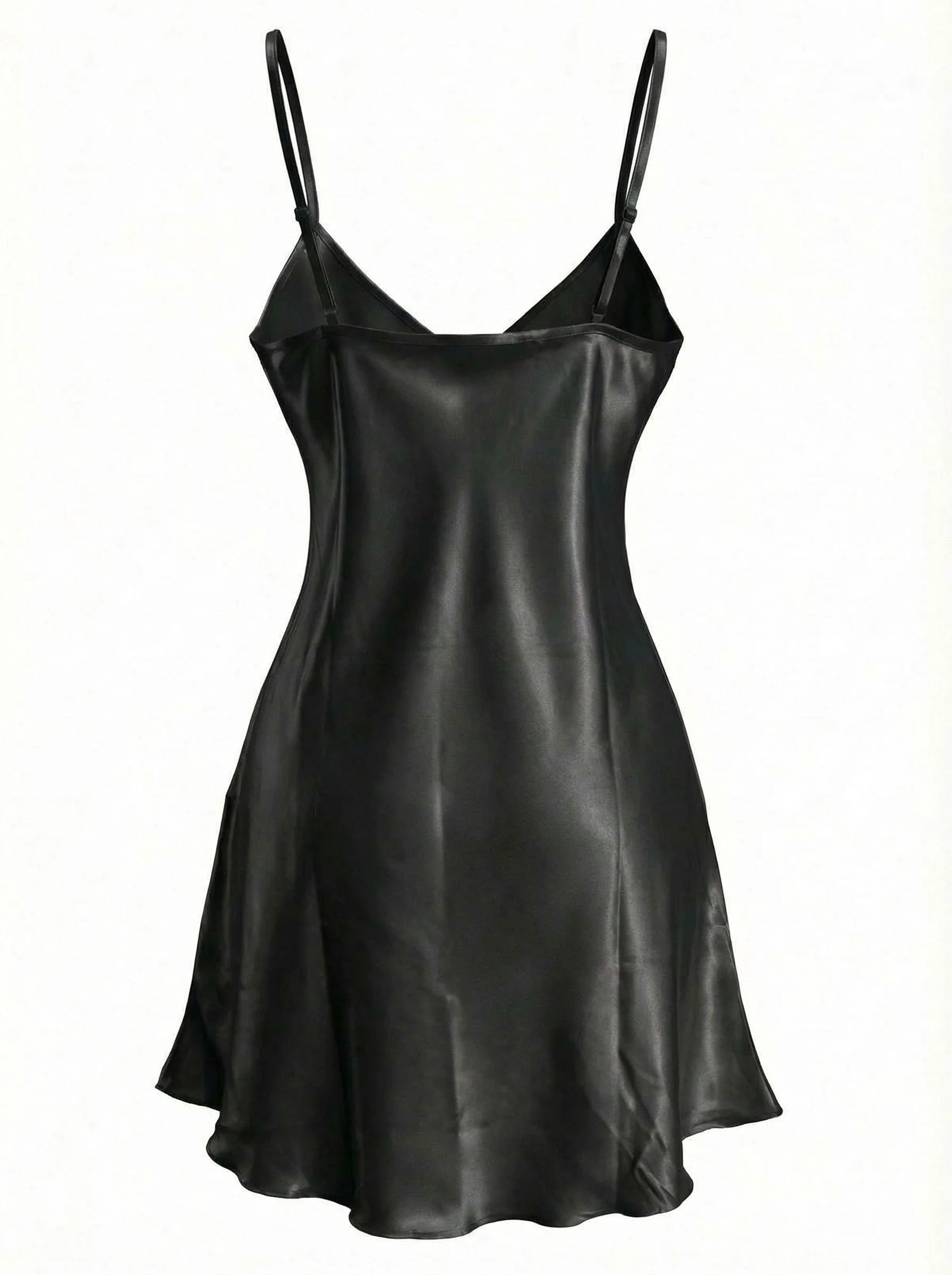 1960s Lace V-Neck Solid Spaghetti Strap Nightgown - Image 8