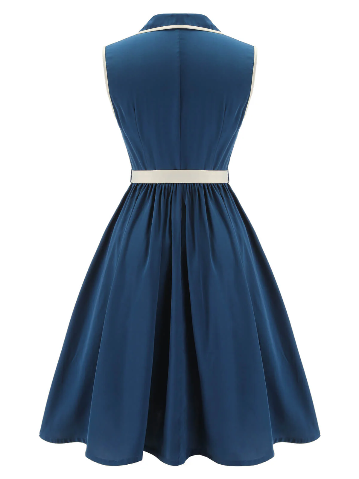 1960s Navy Blue Sleeveless Lapel Dress - Image 6