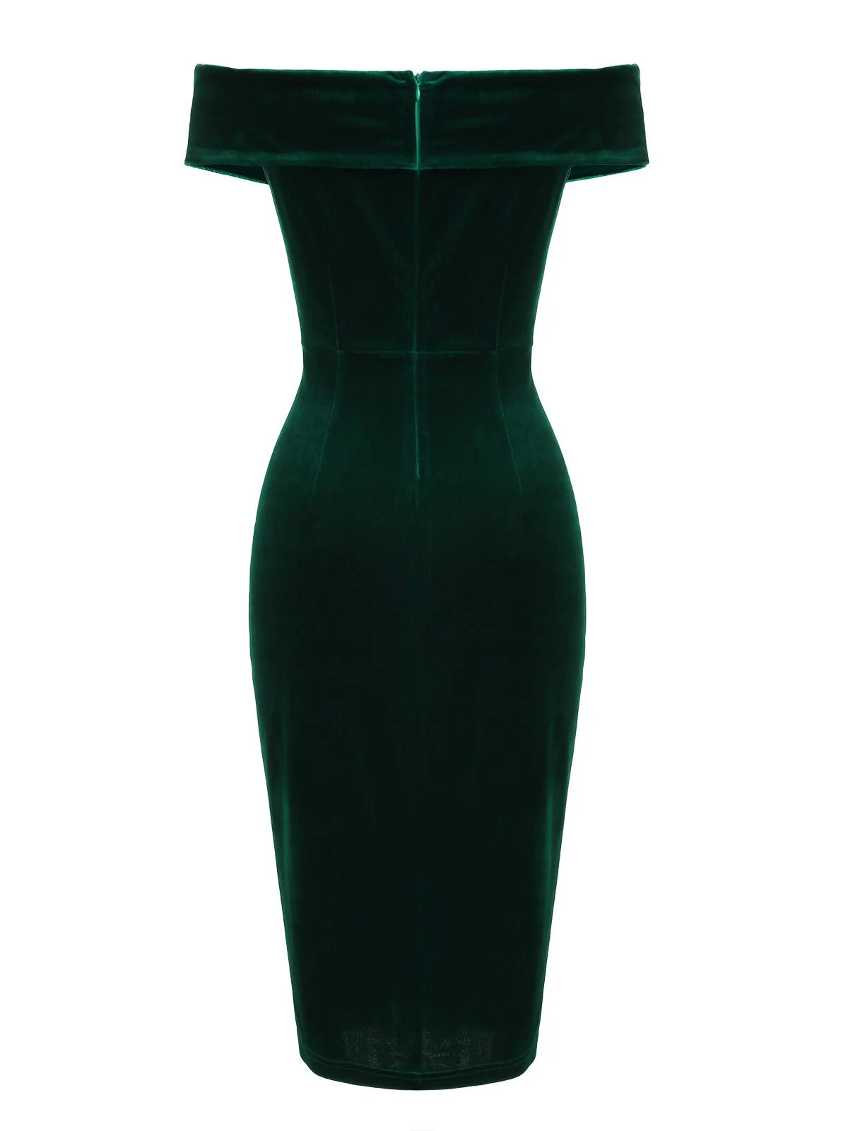 1960s Off Shoulder Velvet Bodycon Dress - Image 4