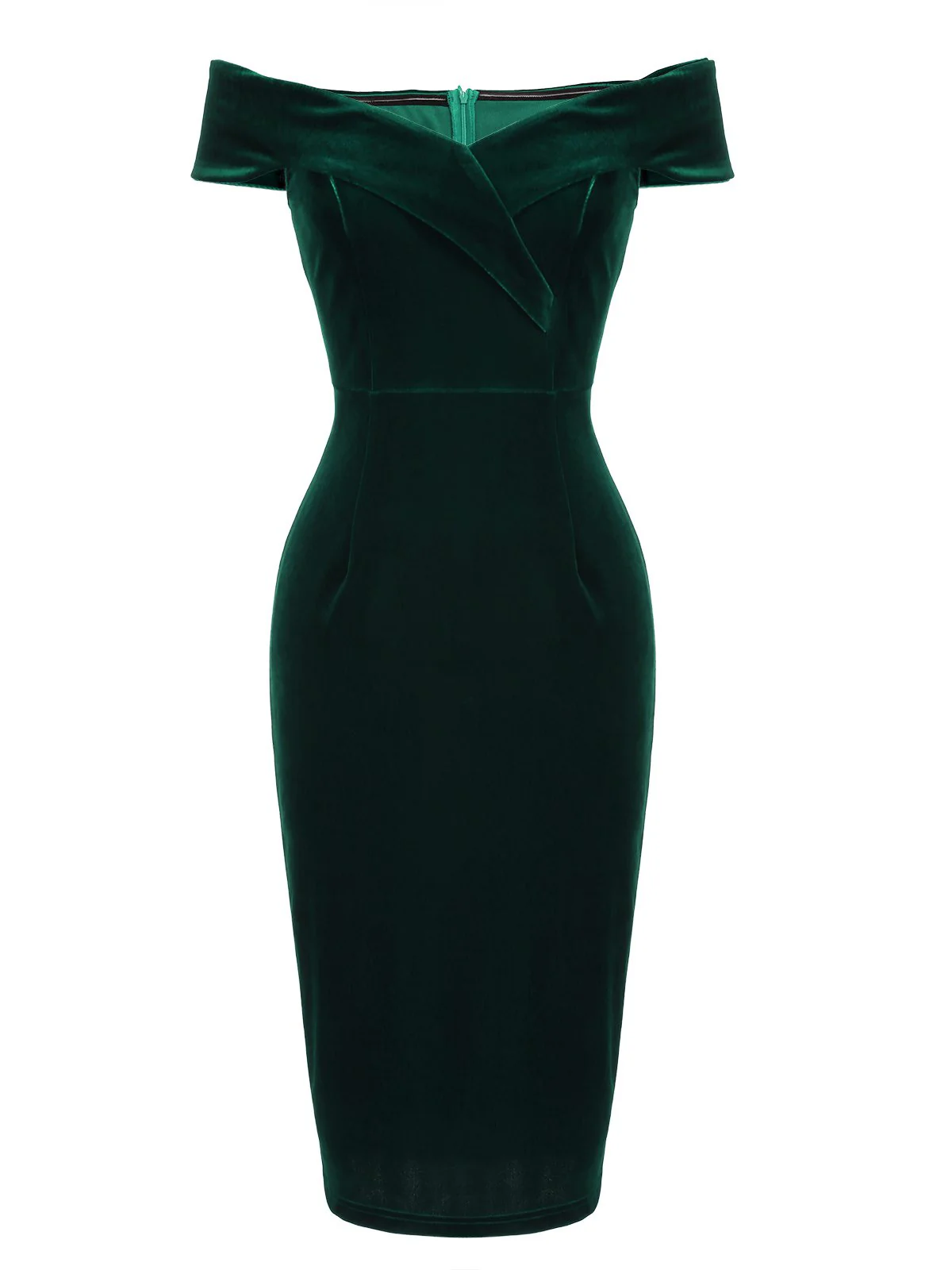 1960s Off Shoulder Velvet Bodycon Dress - Image 11
