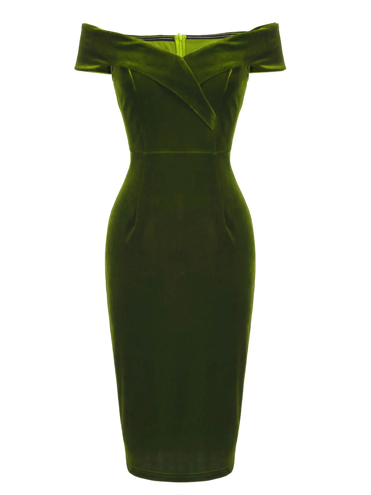 1960s Off Shoulder Velvet Bodycon Dress - Image 18