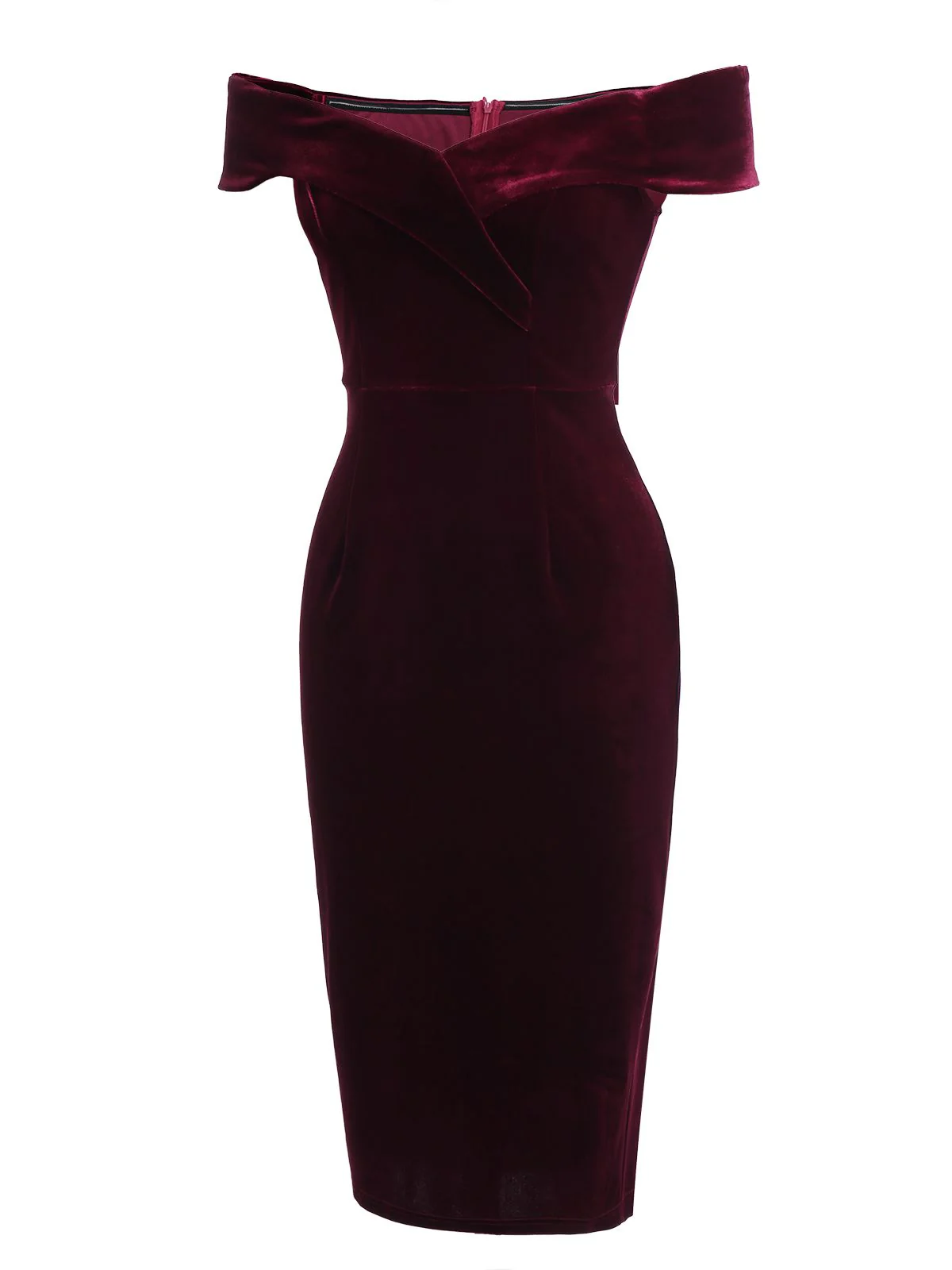 1960s Off Shoulder Velvet Bodycon Dress - Image 20
