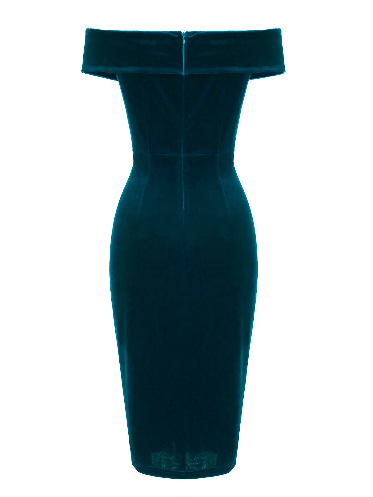 1960s Off Shoulder Velvet Bodycon Dress - Image 6
