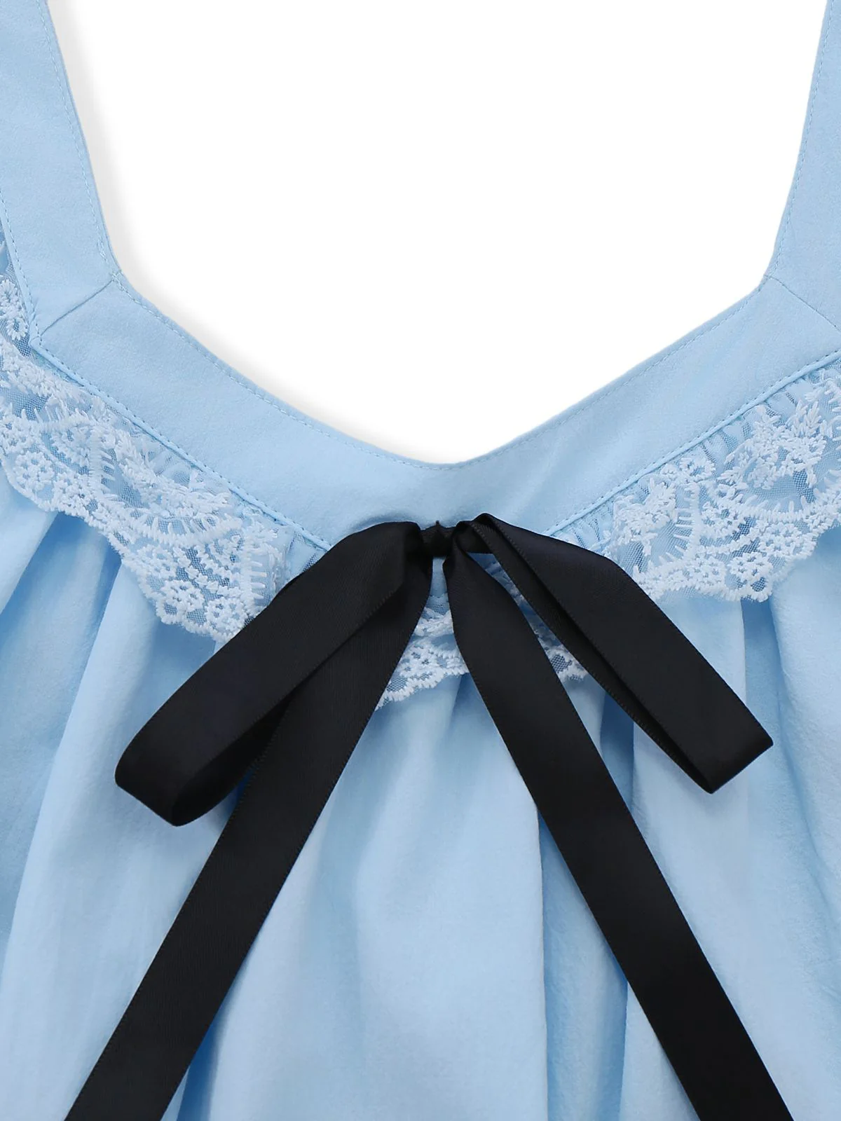 1960s Solid Bow Backless Lace Babydoll Dress - Image 9