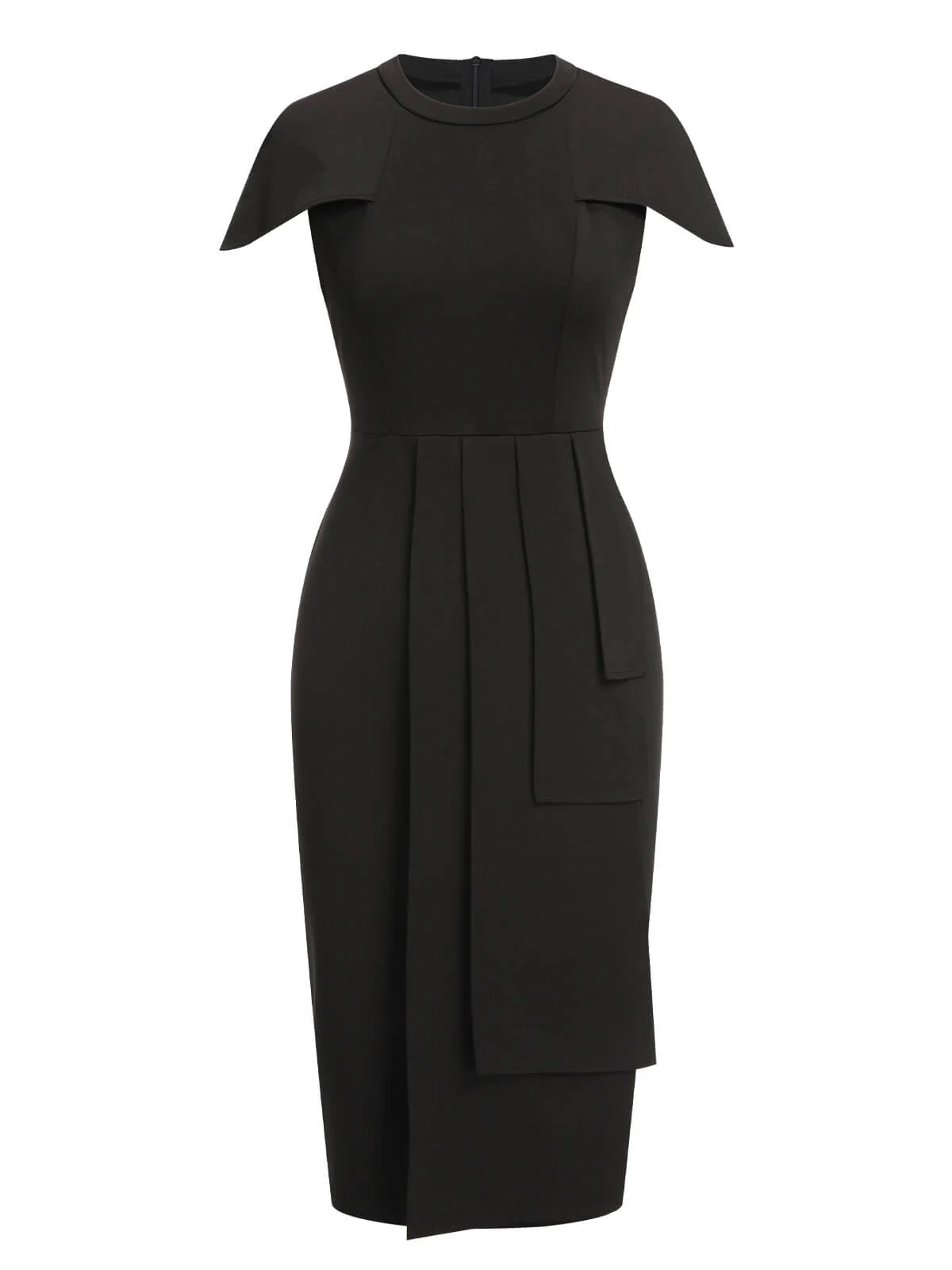 1960s Solid Cap Sleeved Pencil Dress