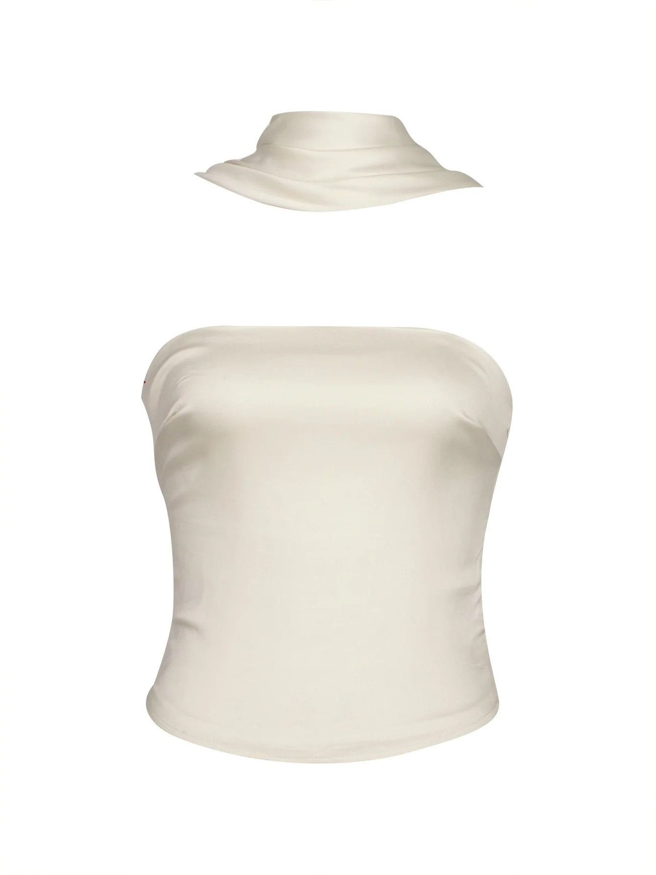 1960s Solid Satin Halter Neck Tube Top
