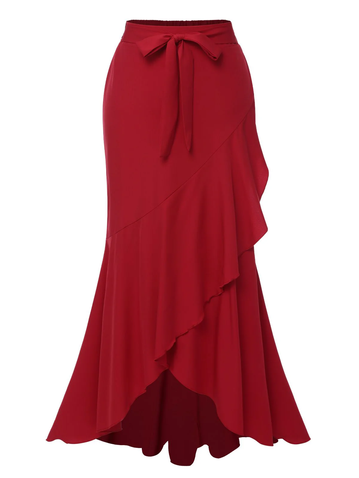 1960s Solid Tie-Up Mermaid Long Skirt