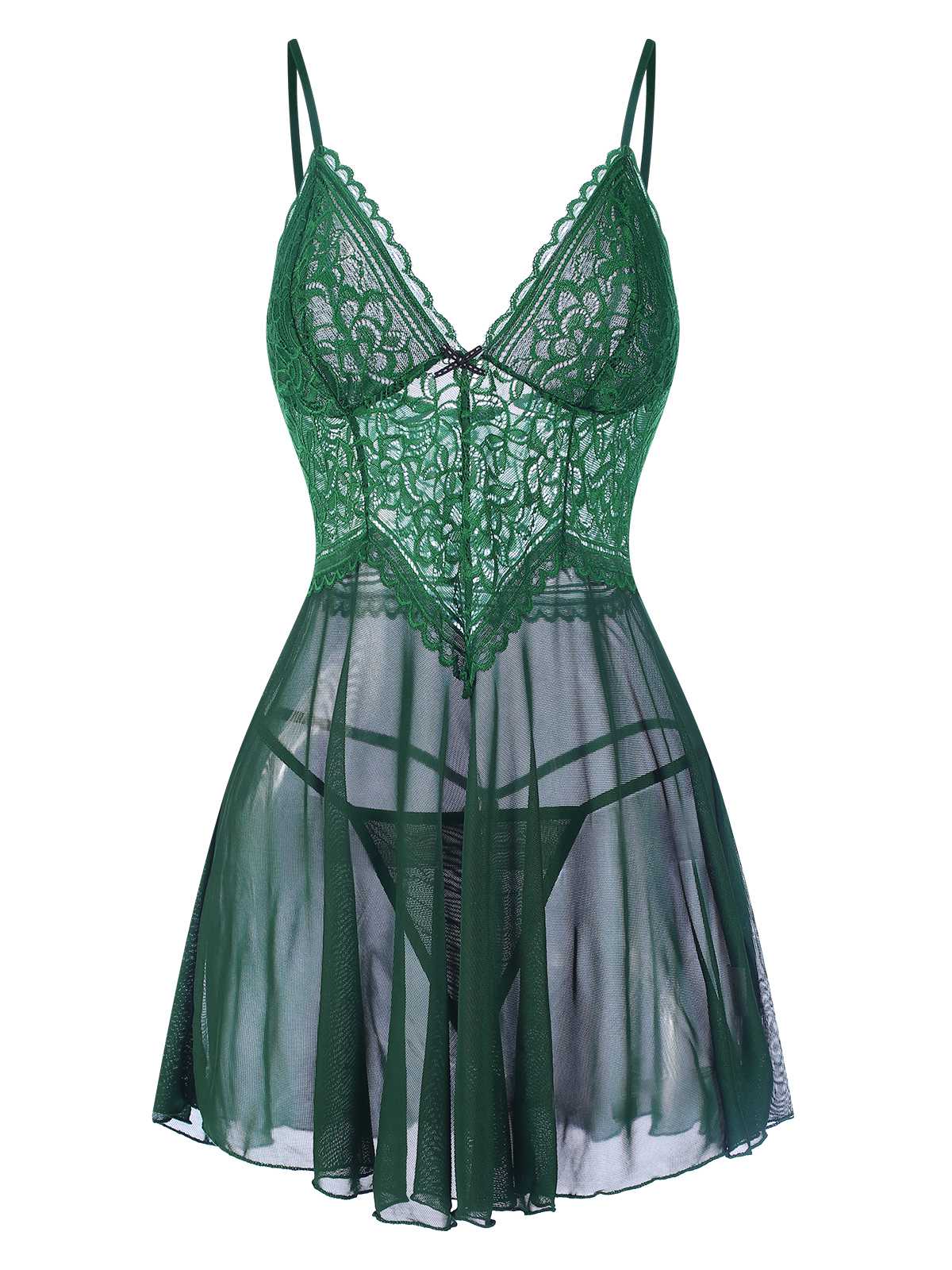 1960s Spaghetti Straps Lace Sheer Nightgown - Image 13
