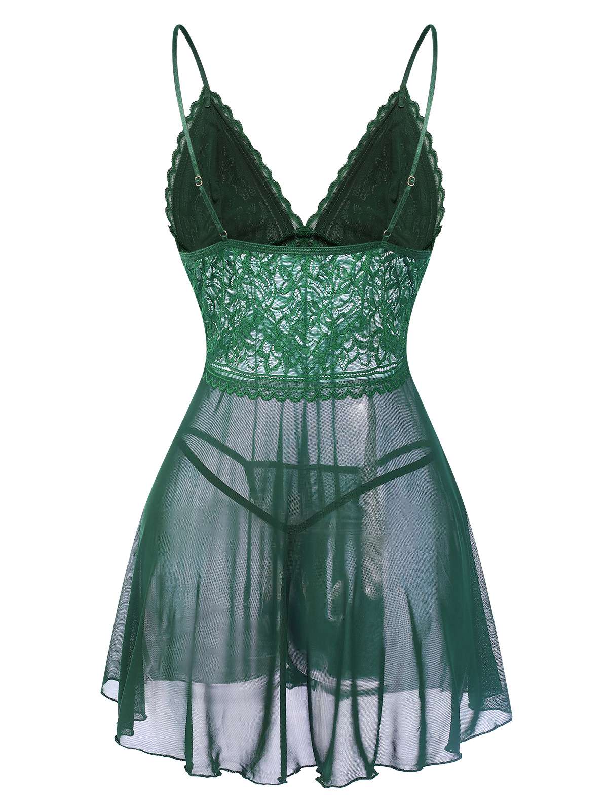 1960s Spaghetti Straps Lace Sheer Nightgown - Image 3