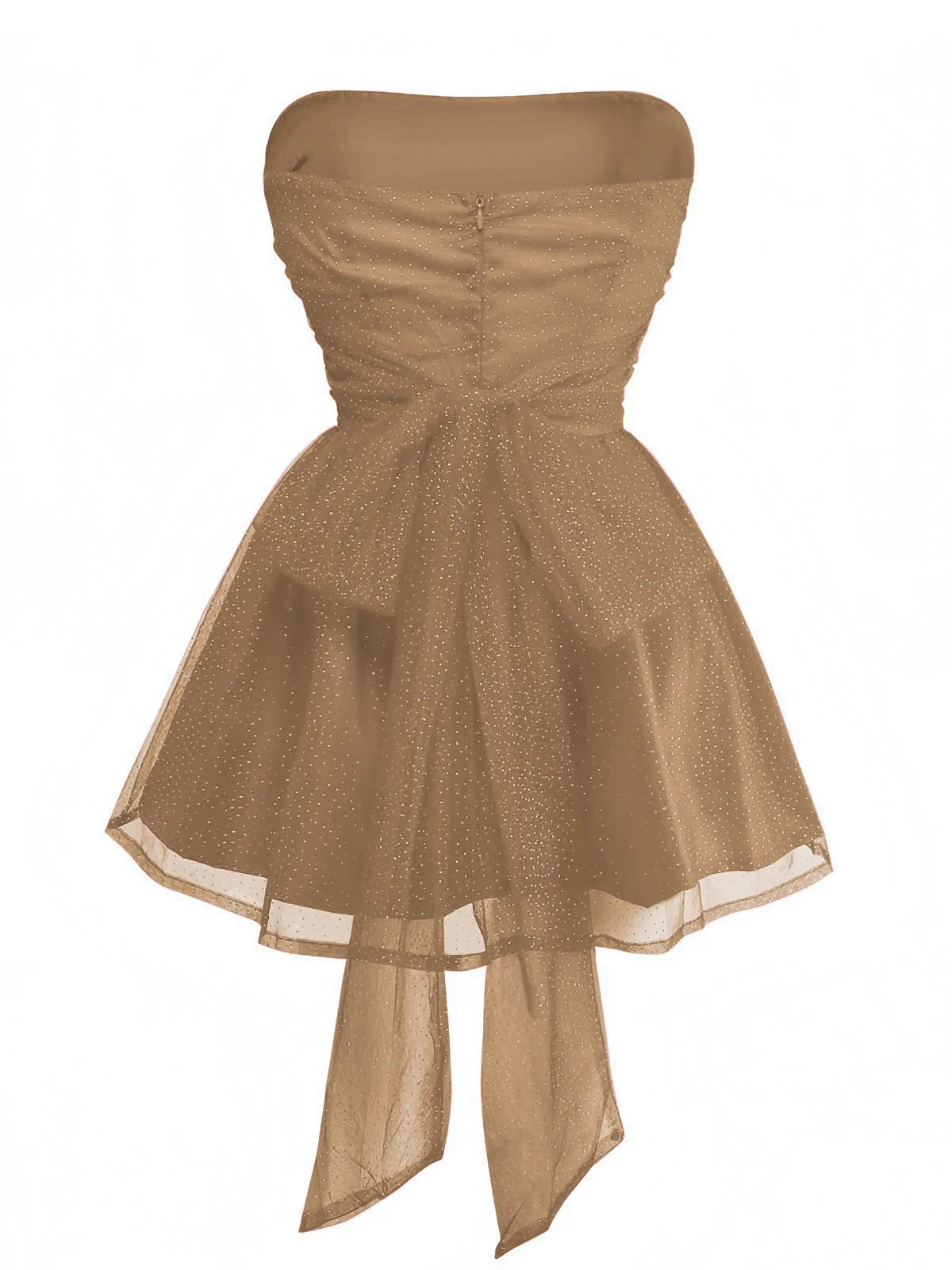 1960s Strapless Glitter Back-Tie Tulle Dress - Image 14