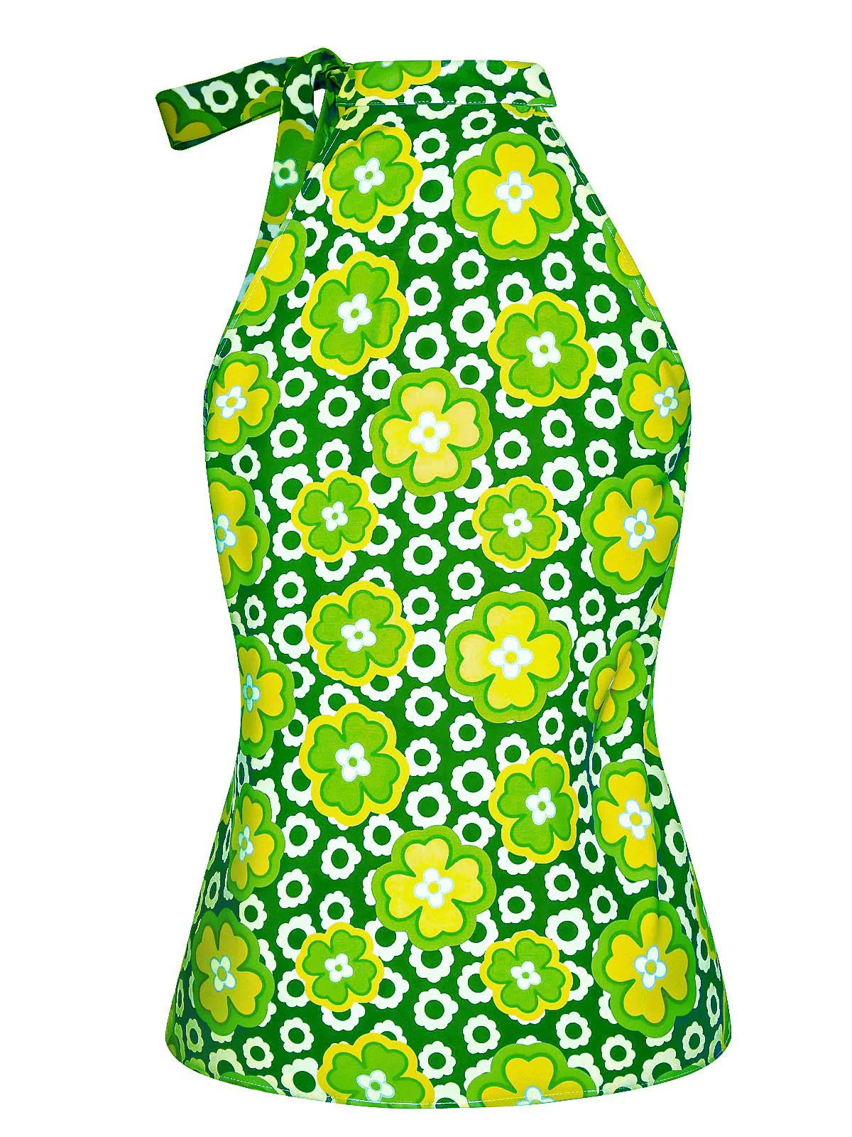 1960s Tie Neck Floral Sleeveless Top - Image 11