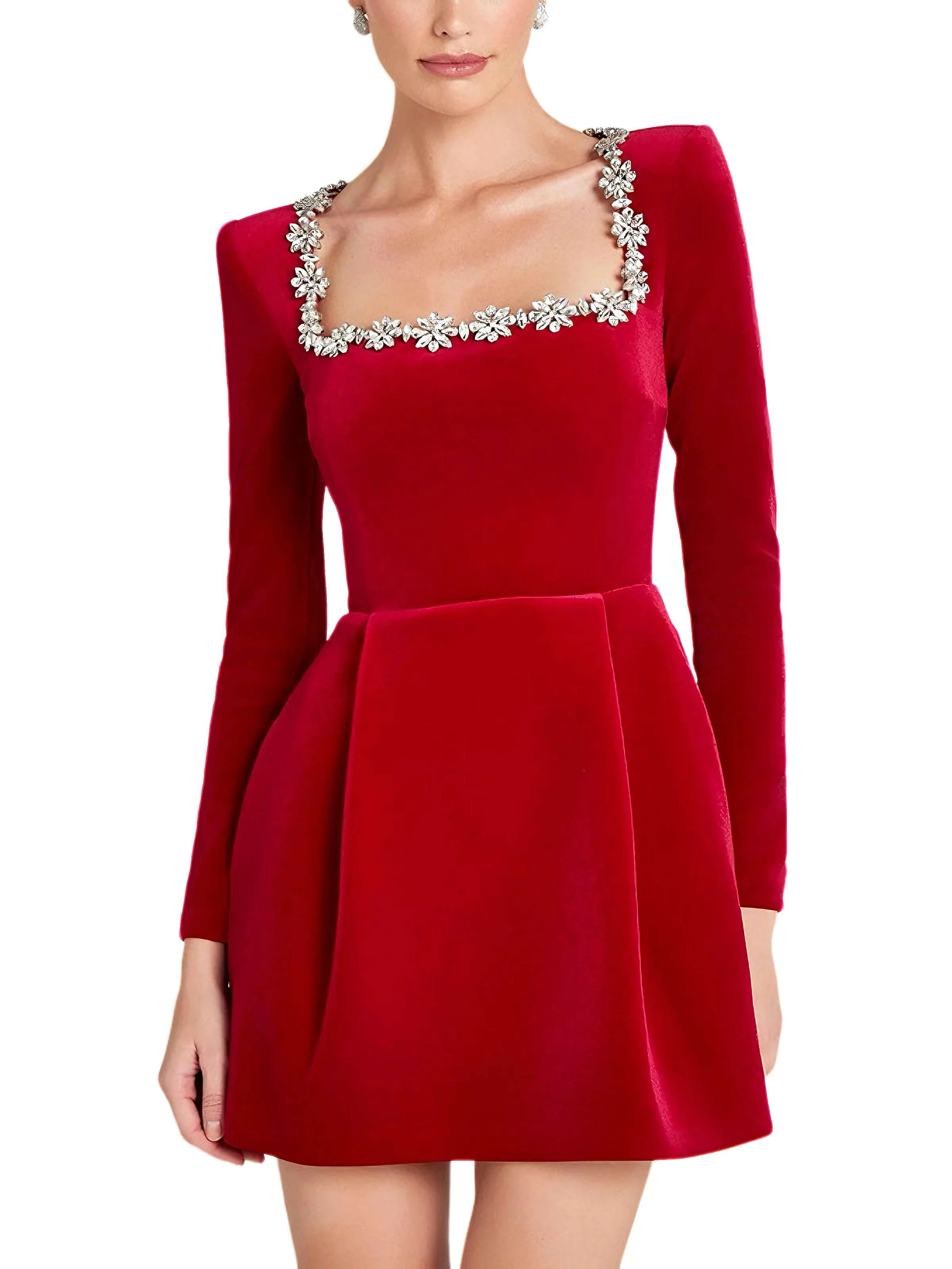 1960s Velvet Diamond Square Neck Dress