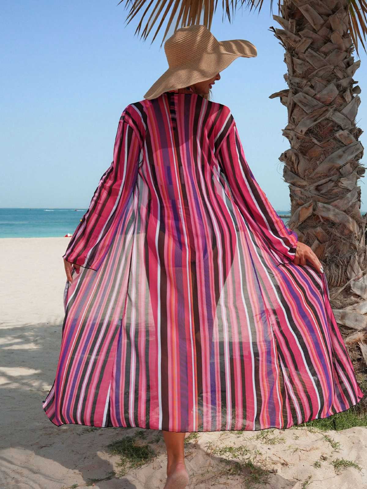 1960s Vertical Stripe Lace-Up Bikini Set & Cover-Up - Image 29