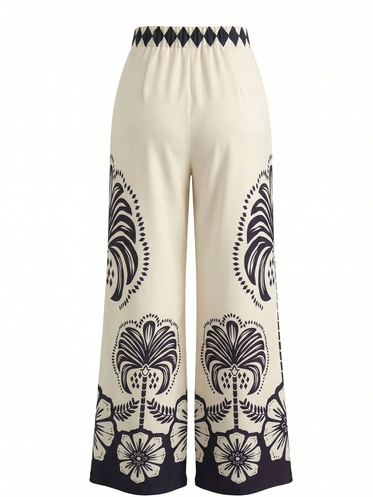 1970s Art Deco Floral High Waist Wide Leg Pants - Image 2