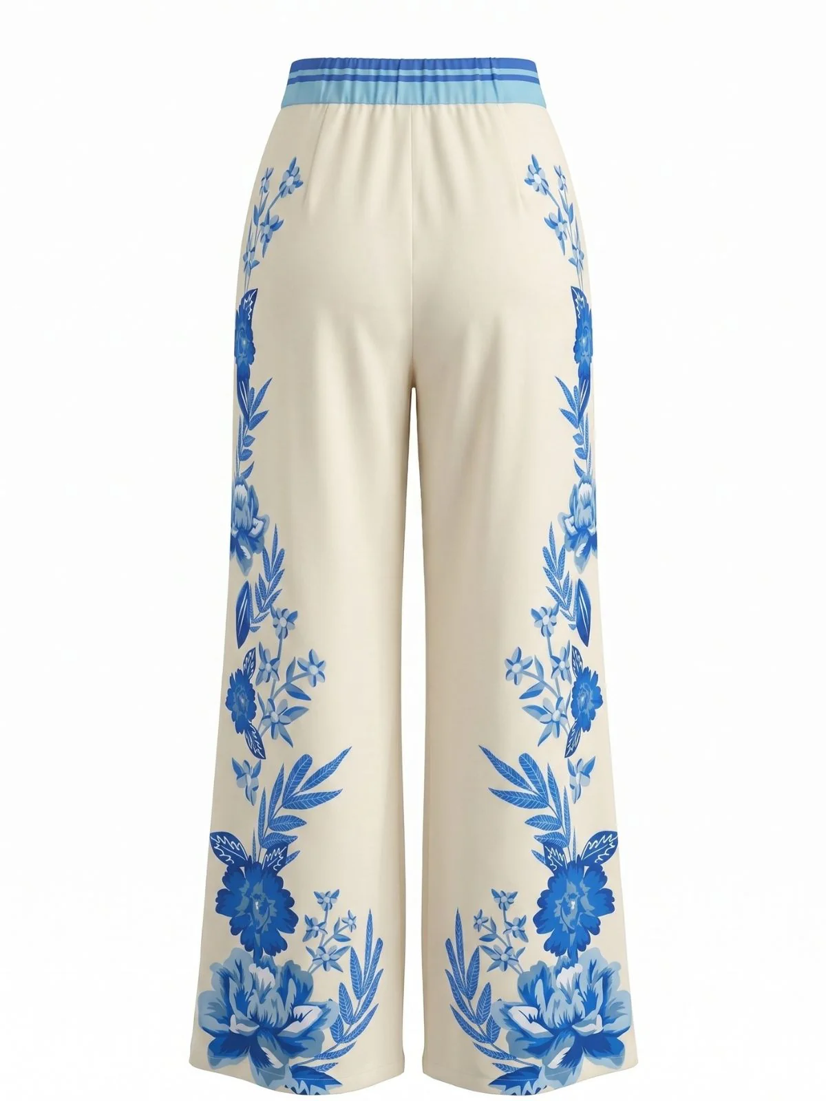 1970s Art Deco Floral High Waist Wide Leg Pants - Image 4