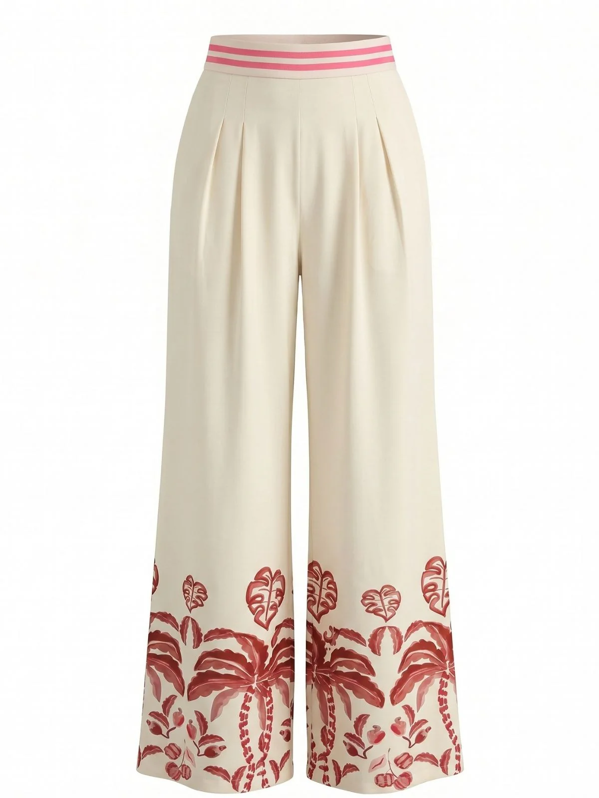 1970s Art Deco Floral High Waist Wide Leg Pants - Image 5