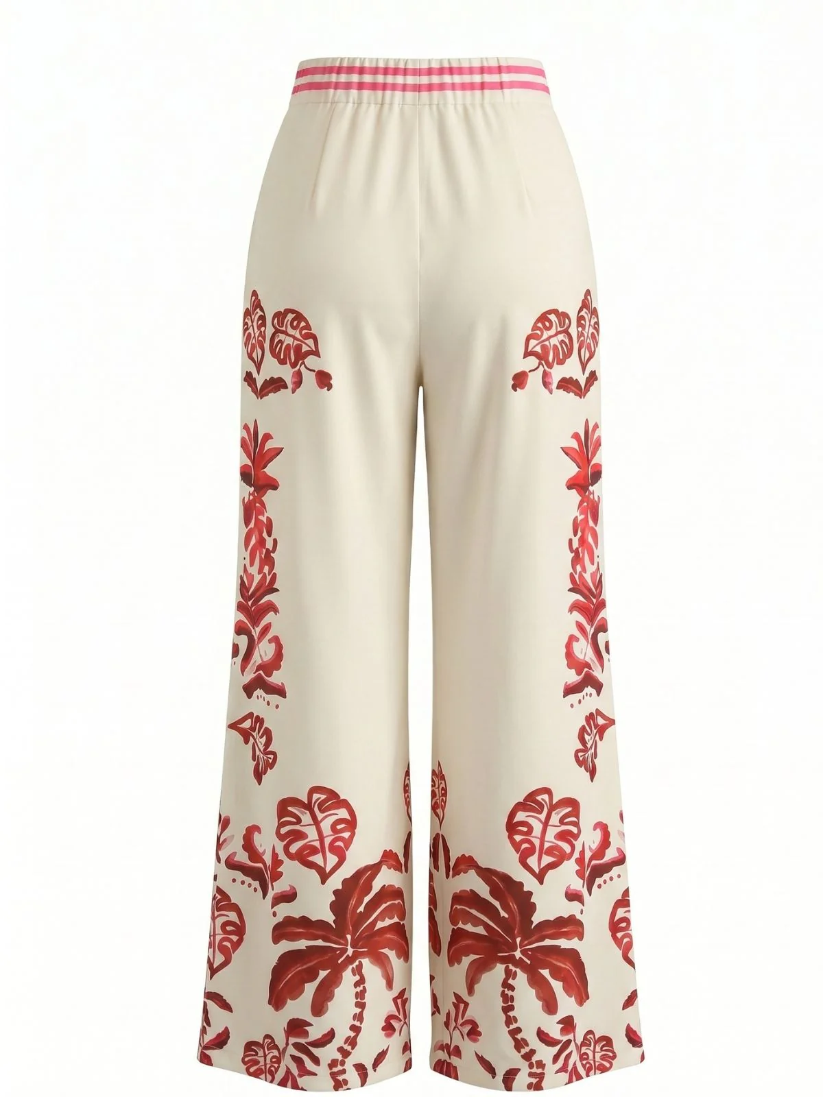 1970s Art Deco Floral High Waist Wide Leg Pants - Image 6