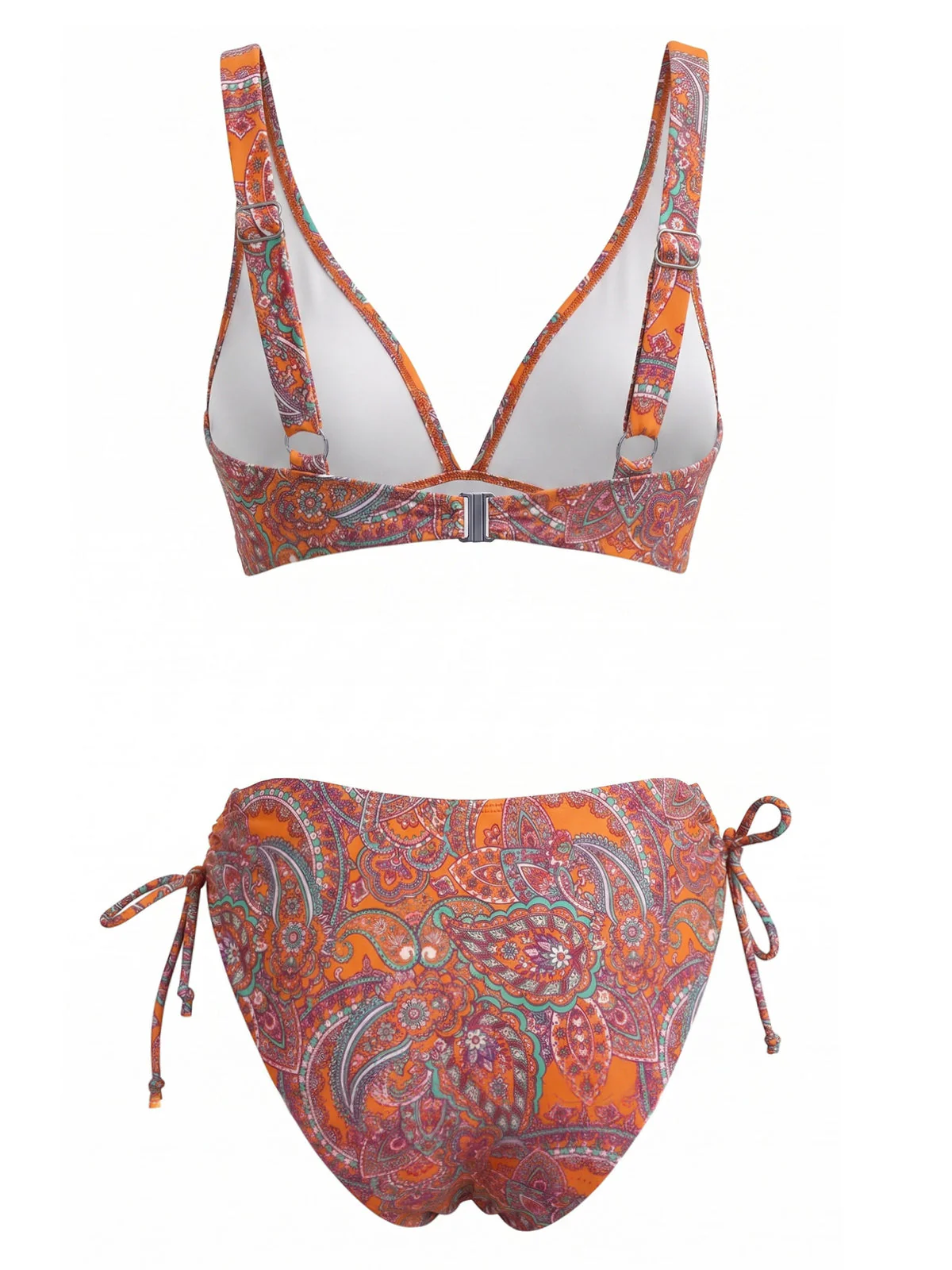 1970s Bohemian Ditsy Floral V-Neck Tankini Set - Image 3