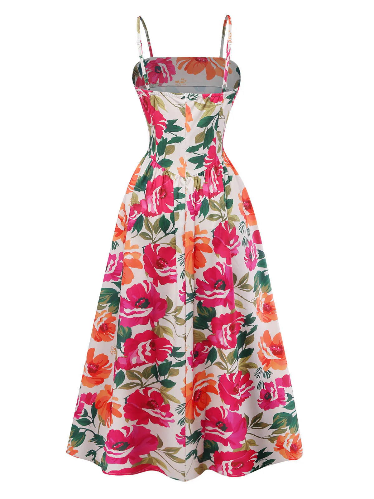 1970s Boho Style Floral Spaghetti Straps Dress - Image 3
