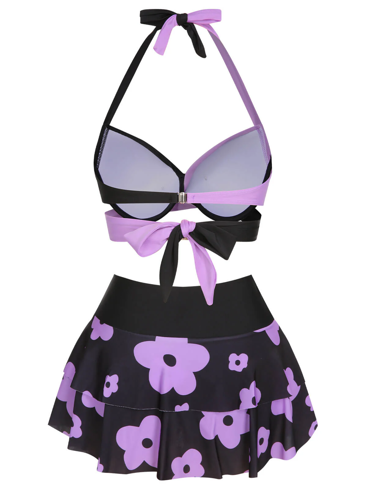 1970s Color Block Floral Halter Swimsuit - Image 7
