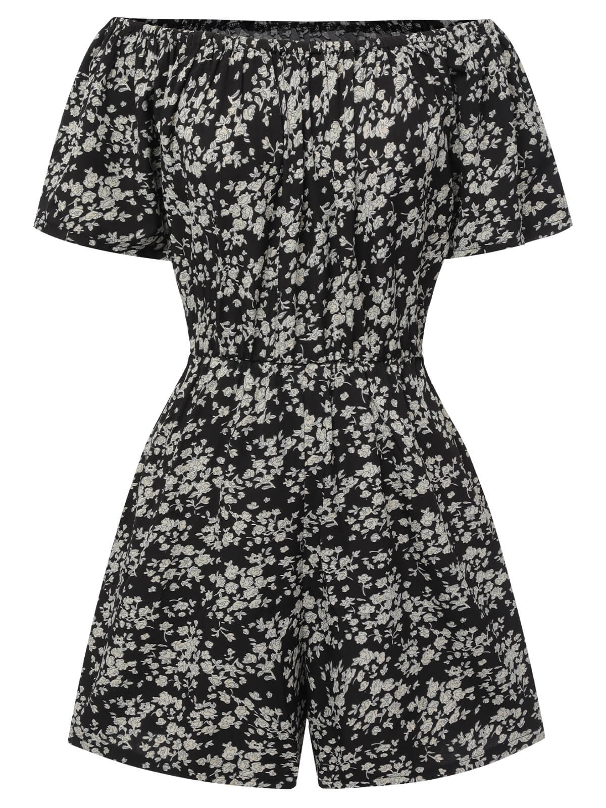 1970s Ditsy Floral Off-Shoulder Romper